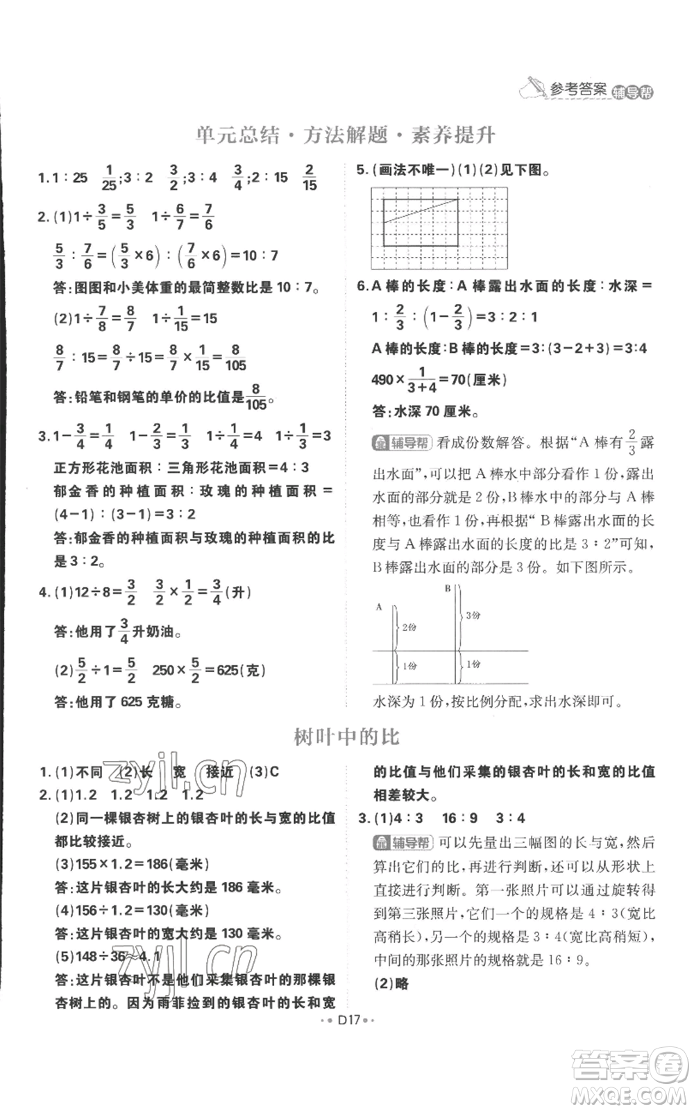 首都師范大學(xué)出版社2022小學(xué)必刷題六年級(jí)上冊(cè)數(shù)學(xué)蘇教版參考答案