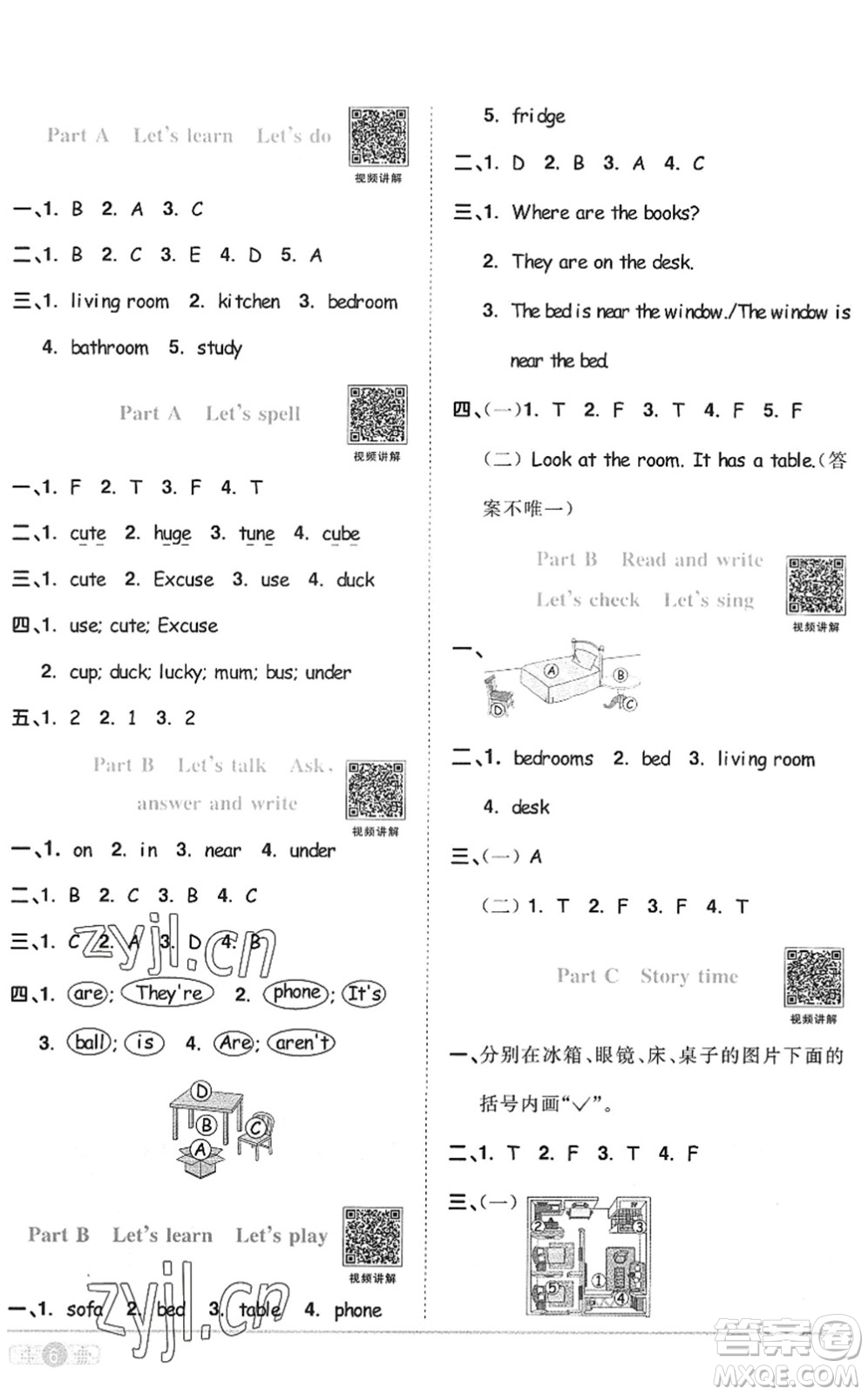 江西教育出版社2022陽(yáng)光同學(xué)課時(shí)優(yōu)化作業(yè)四年級(jí)英語(yǔ)上冊(cè)PEP版答案