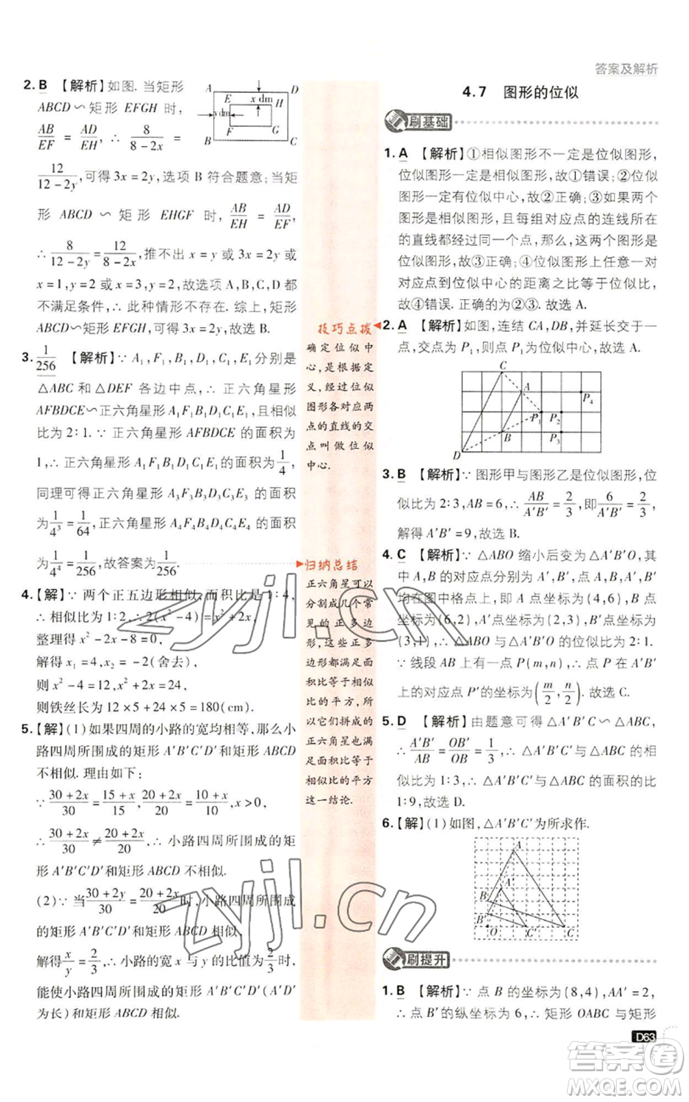 開(kāi)明出版社2023初中必刷題九年級(jí)上冊(cè)數(shù)學(xué)浙教版浙江專版參考答案