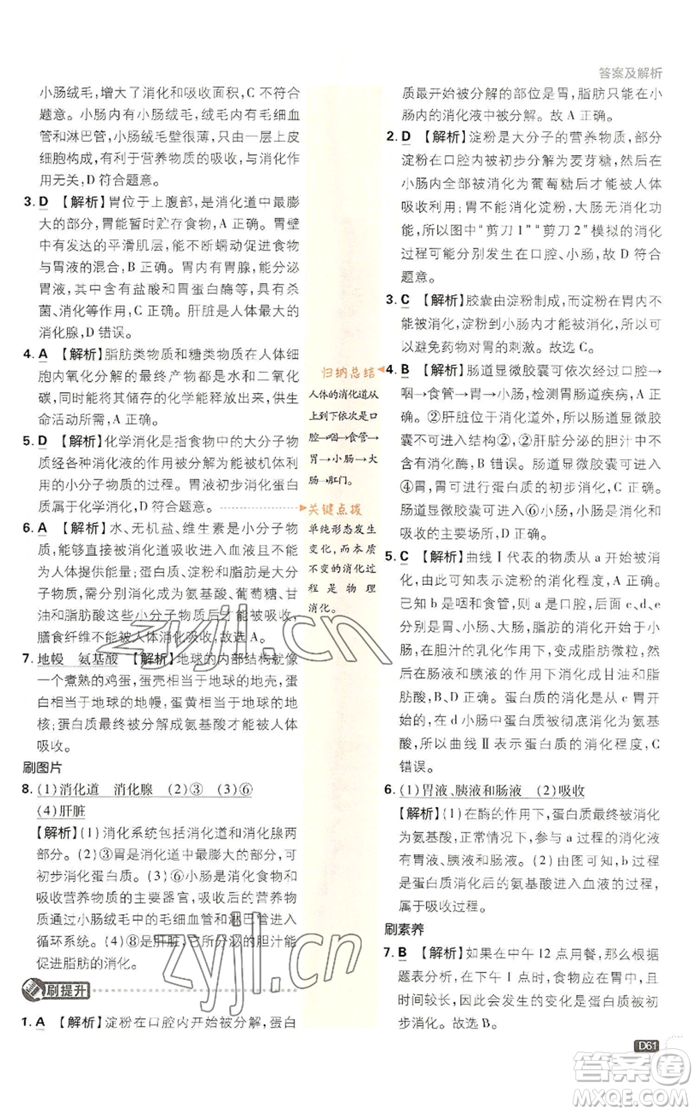 新世界出版社2023初中必刷題九年級(jí)上冊科學(xué)浙教版浙江專版參考答案