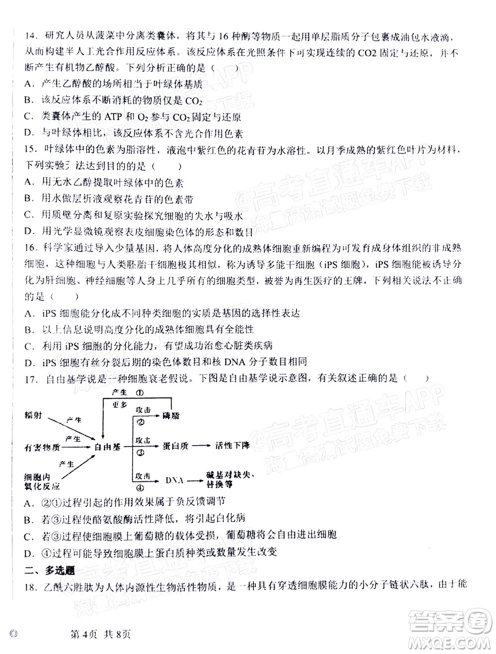 2023屆河北深州中學(xué)高三年級(jí)第一次月考生物試題及答案