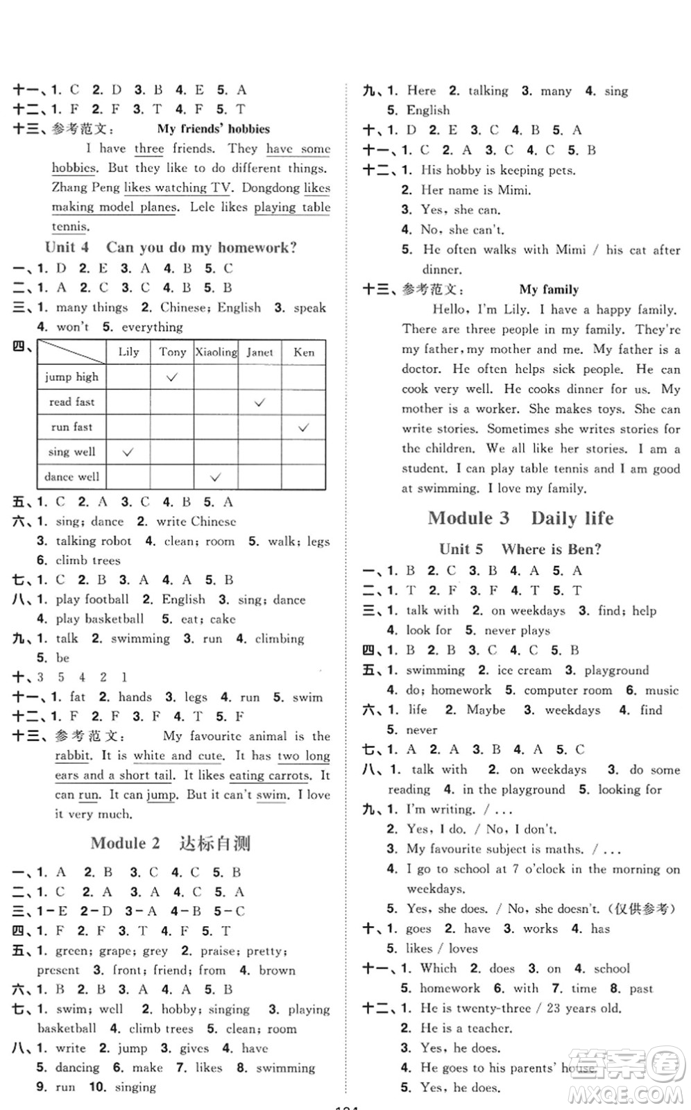 江西教育出版社2022陽光同學(xué)課時(shí)優(yōu)化作業(yè)五年級英語上冊教育科學(xué)版答案