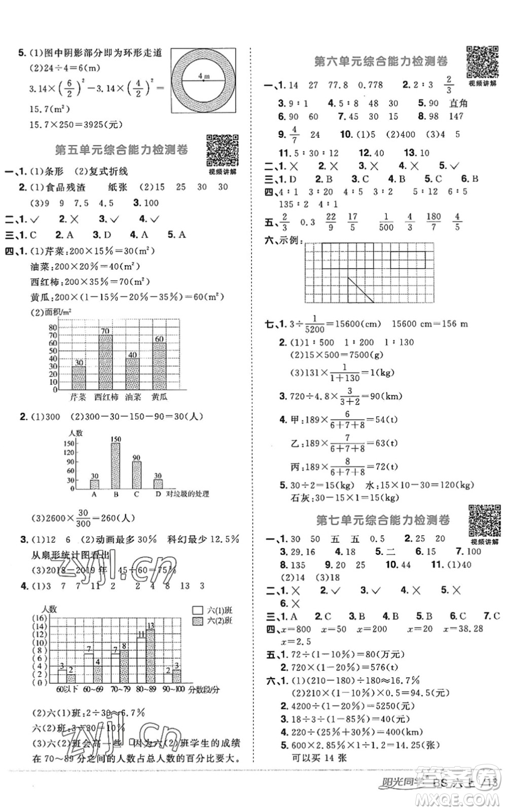 江西教育出版社2022陽(yáng)光同學(xué)課時(shí)優(yōu)化作業(yè)六年級(jí)數(shù)學(xué)上冊(cè)BS北師版答案