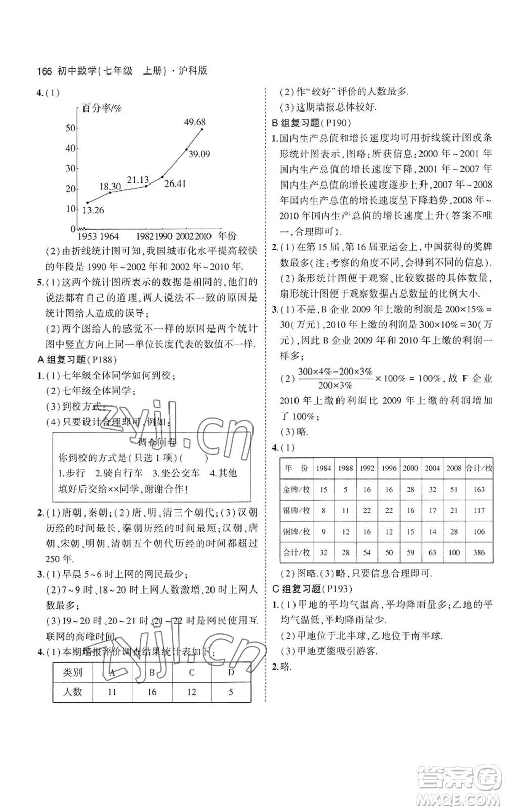 教育科學(xué)出版社2023年5年中考3年模擬七年級(jí)上冊(cè)數(shù)學(xué)滬科版參考答案