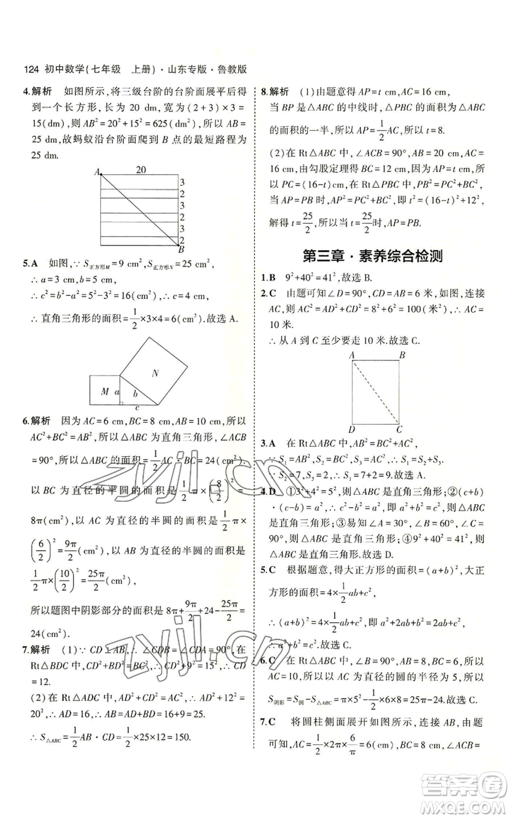 教育科學出版社2023年5年中考3年模擬七年級上冊數學魯教版山東專版參考答案