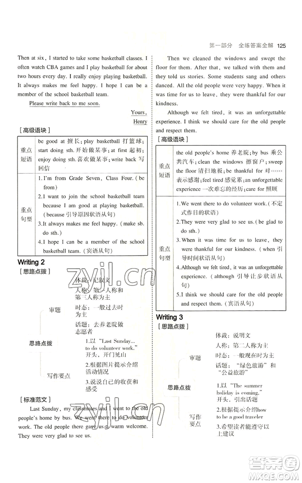 教育科學(xué)出版社2023年5年中考3年模擬七年級(jí)上冊(cè)英語(yǔ)魯教版山東專版參考答案