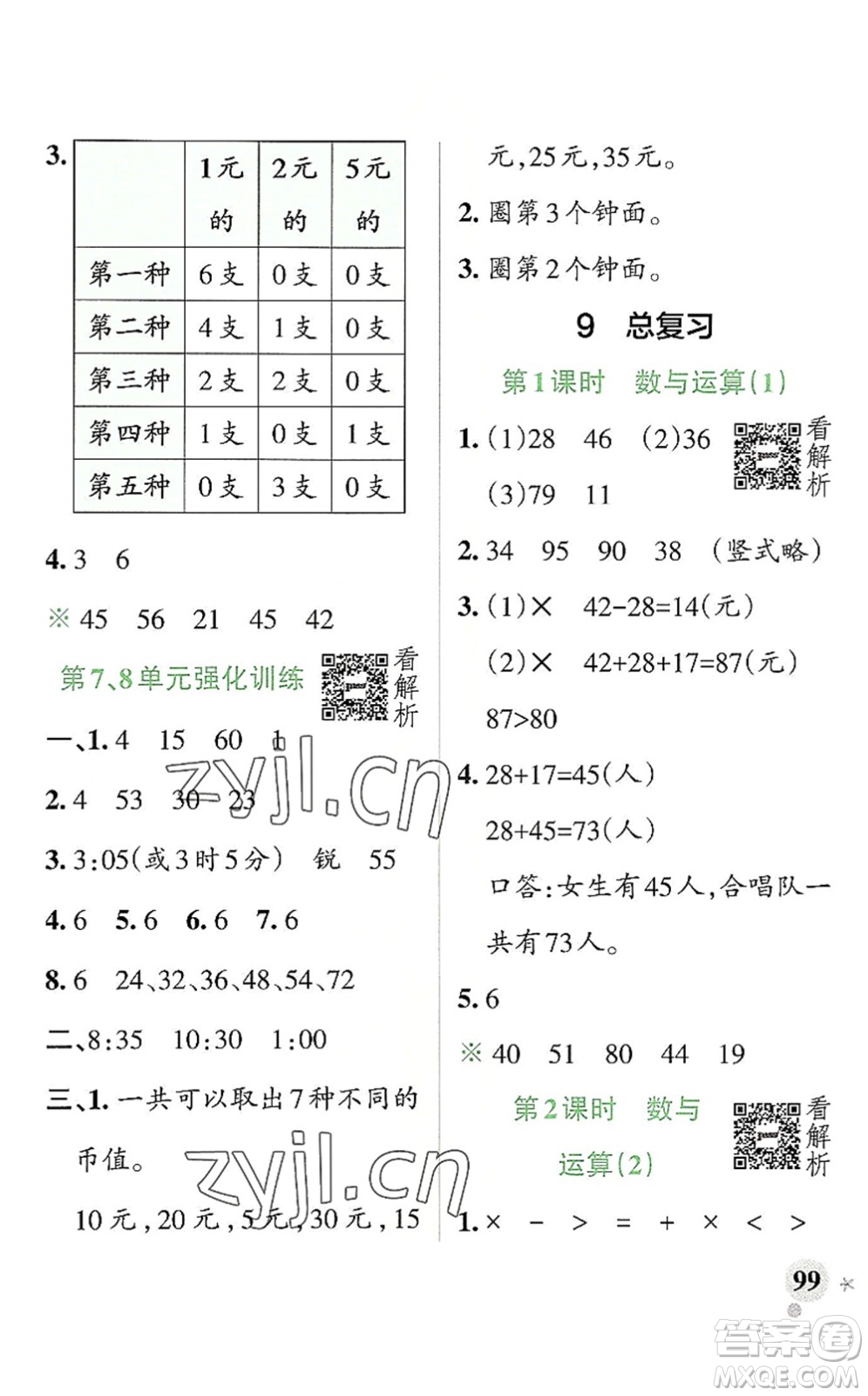 陜西師范大學(xué)出版總社2022PASS小學(xué)學(xué)霸作業(yè)本二年級數(shù)學(xué)上冊RJ人教版廣東專版答案