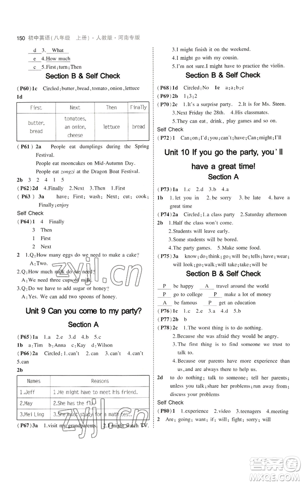 教育科學(xué)出版社2023年5年中考3年模擬八年級(jí)上冊(cè)英語(yǔ)人教版河南專版參考答案