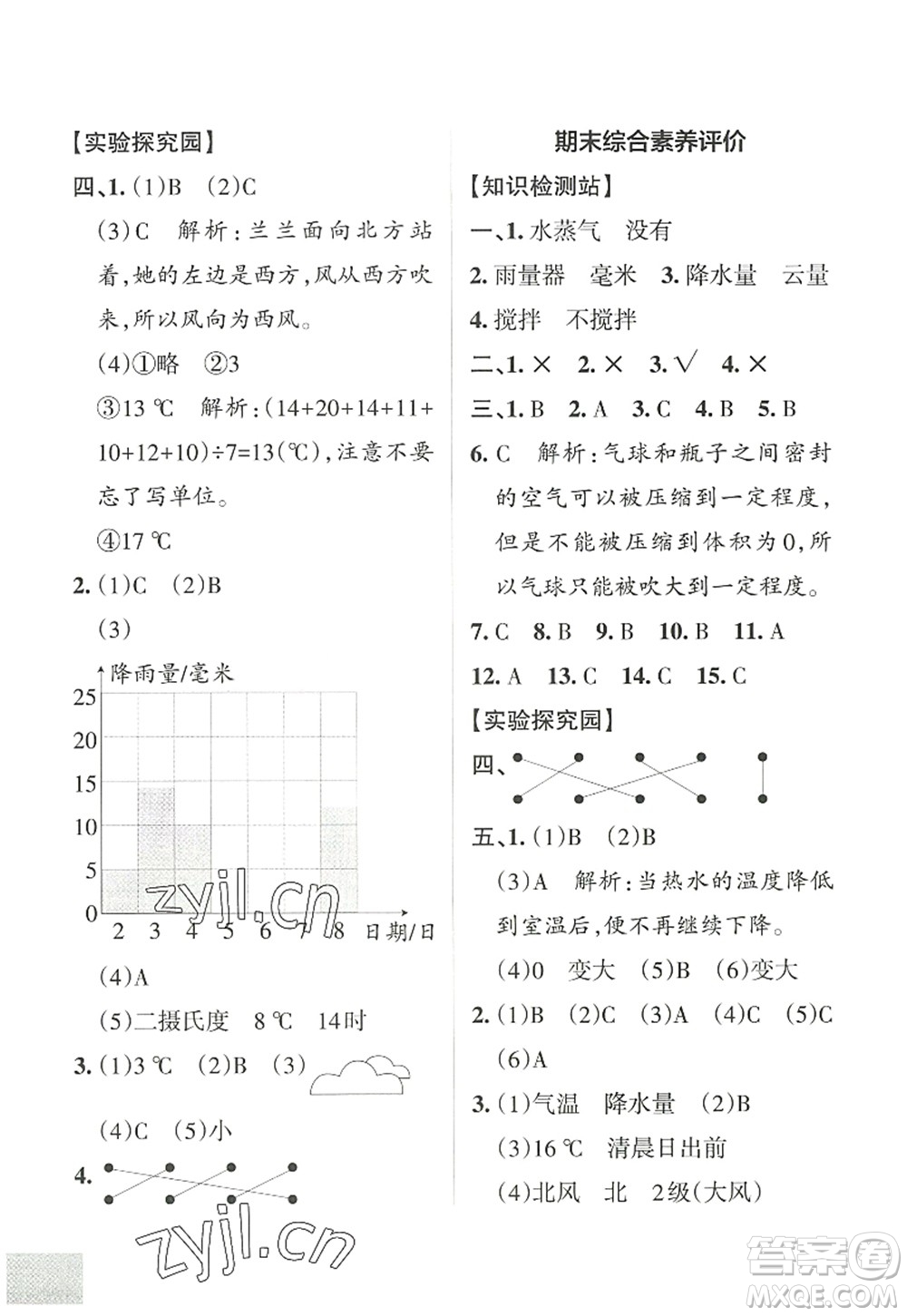 陜西師范大學(xué)出版總社2022PASS小學(xué)學(xué)霸作業(yè)本三年級科學(xué)上冊JK教科版答案