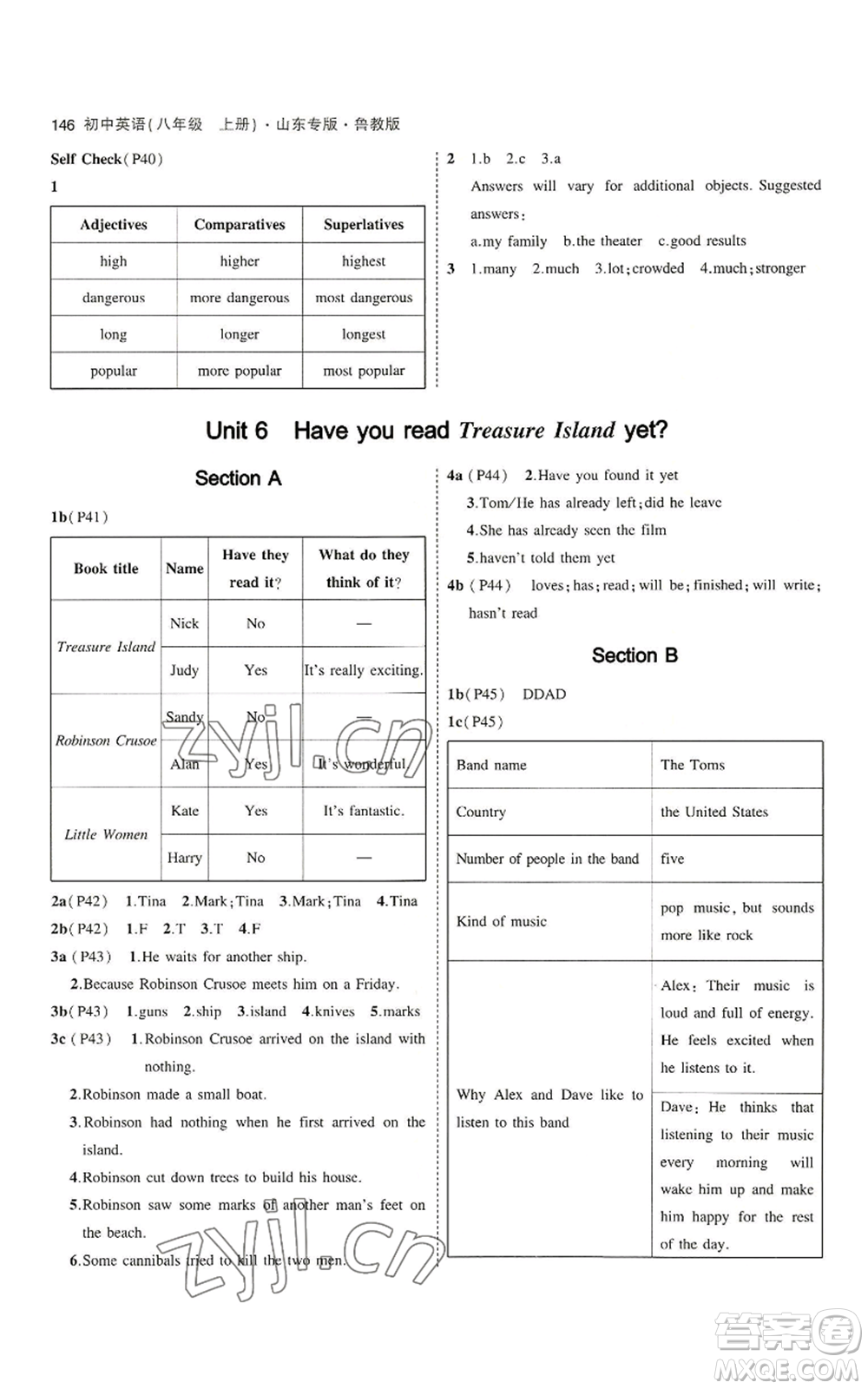 教育科學(xué)出版社2023年5年中考3年模擬八年級(jí)上冊(cè)英語(yǔ)魯教版山東專版參考答案