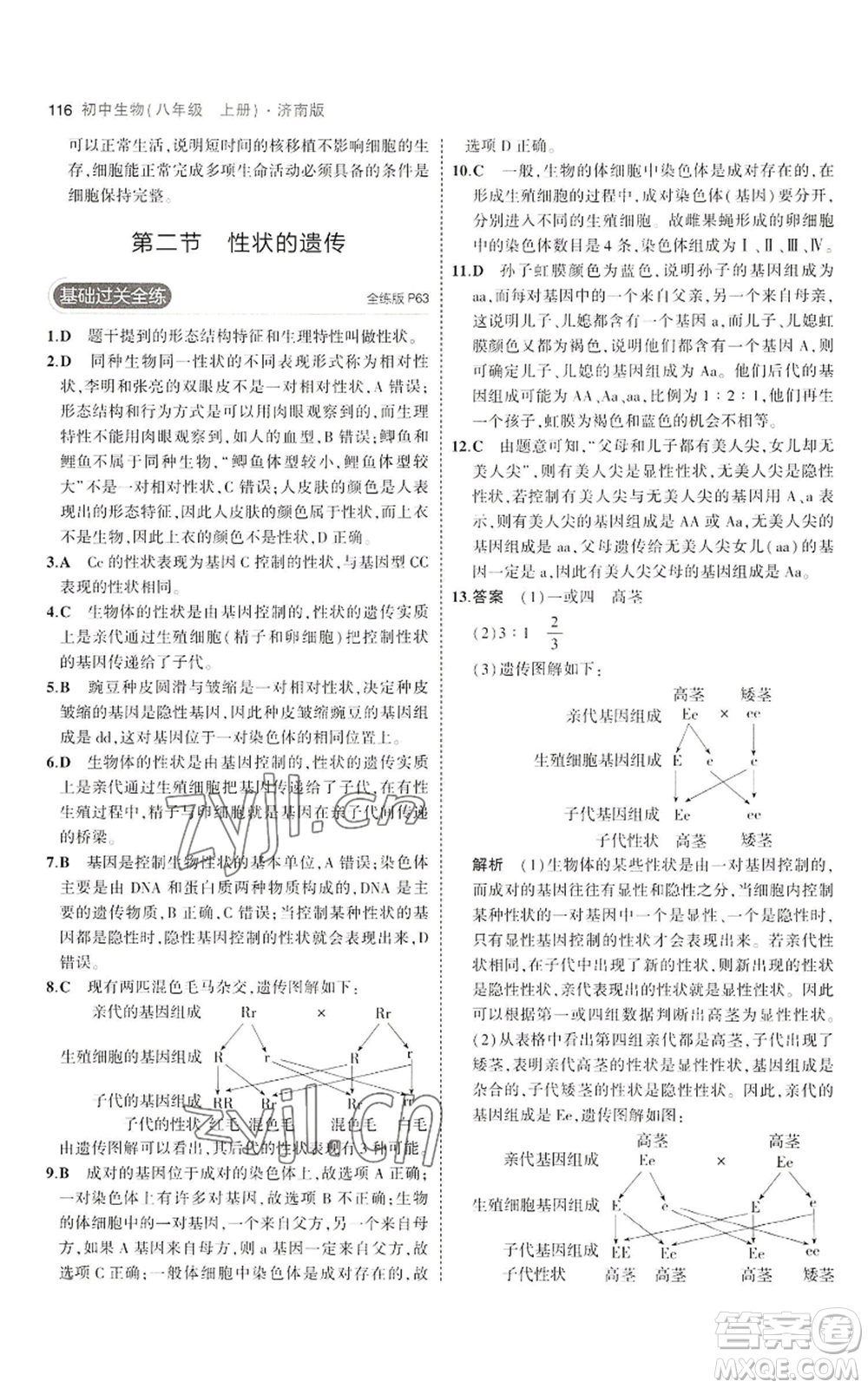 教育科學(xué)出版社2023年5年中考3年模擬八年級上冊生物濟(jì)南版參考答案