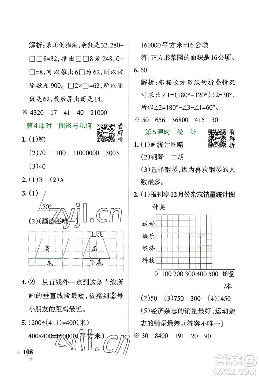 遼寧教育出版社2022PASS小學(xué)學(xué)霸作業(yè)本四年級數(shù)學(xué)上冊RJ人教版答案