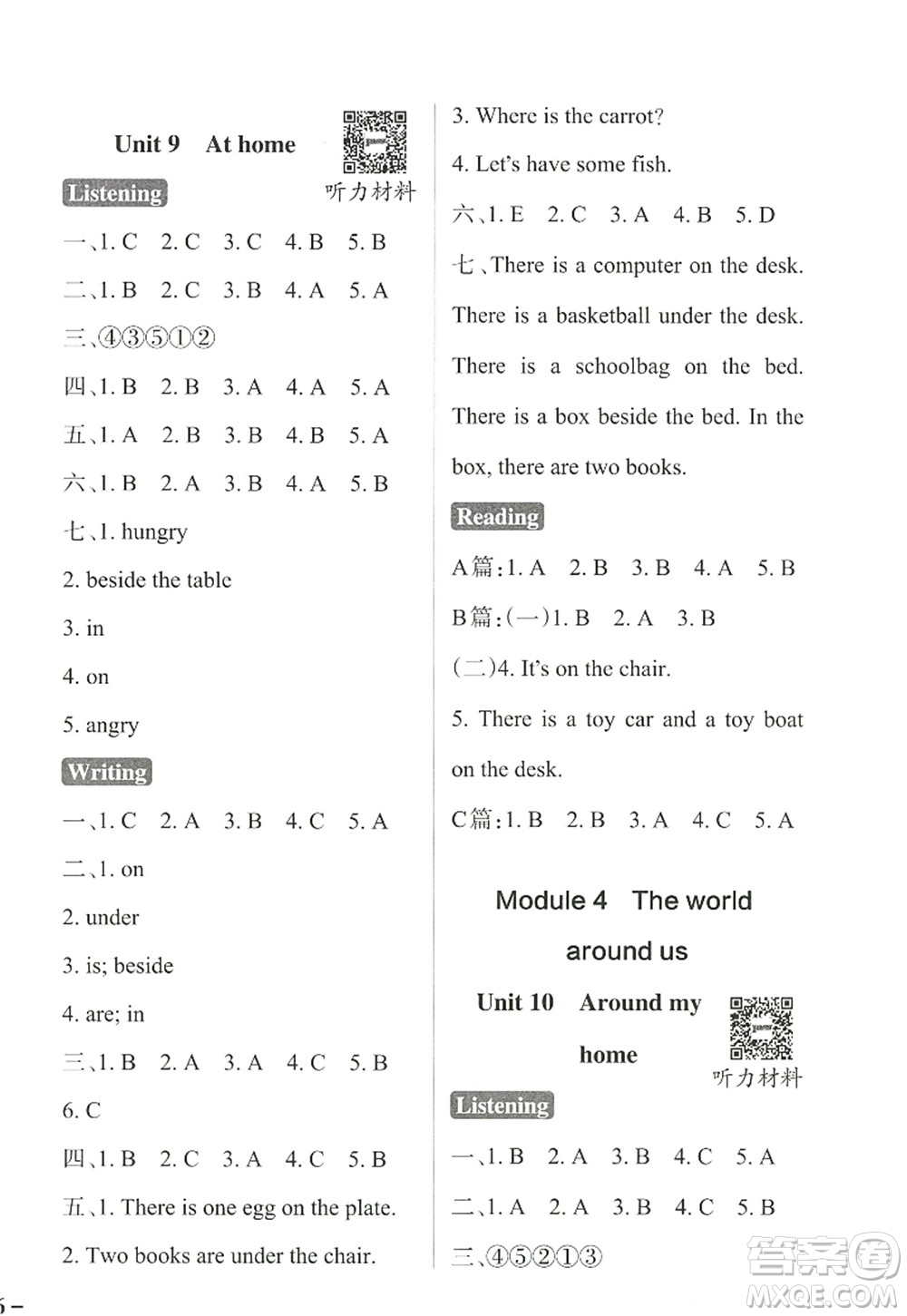 陜西師范大學(xué)出版總社2022PASS小學(xué)學(xué)霸作業(yè)本四年級(jí)英語上冊(cè)HJNJ滬教牛津版答案