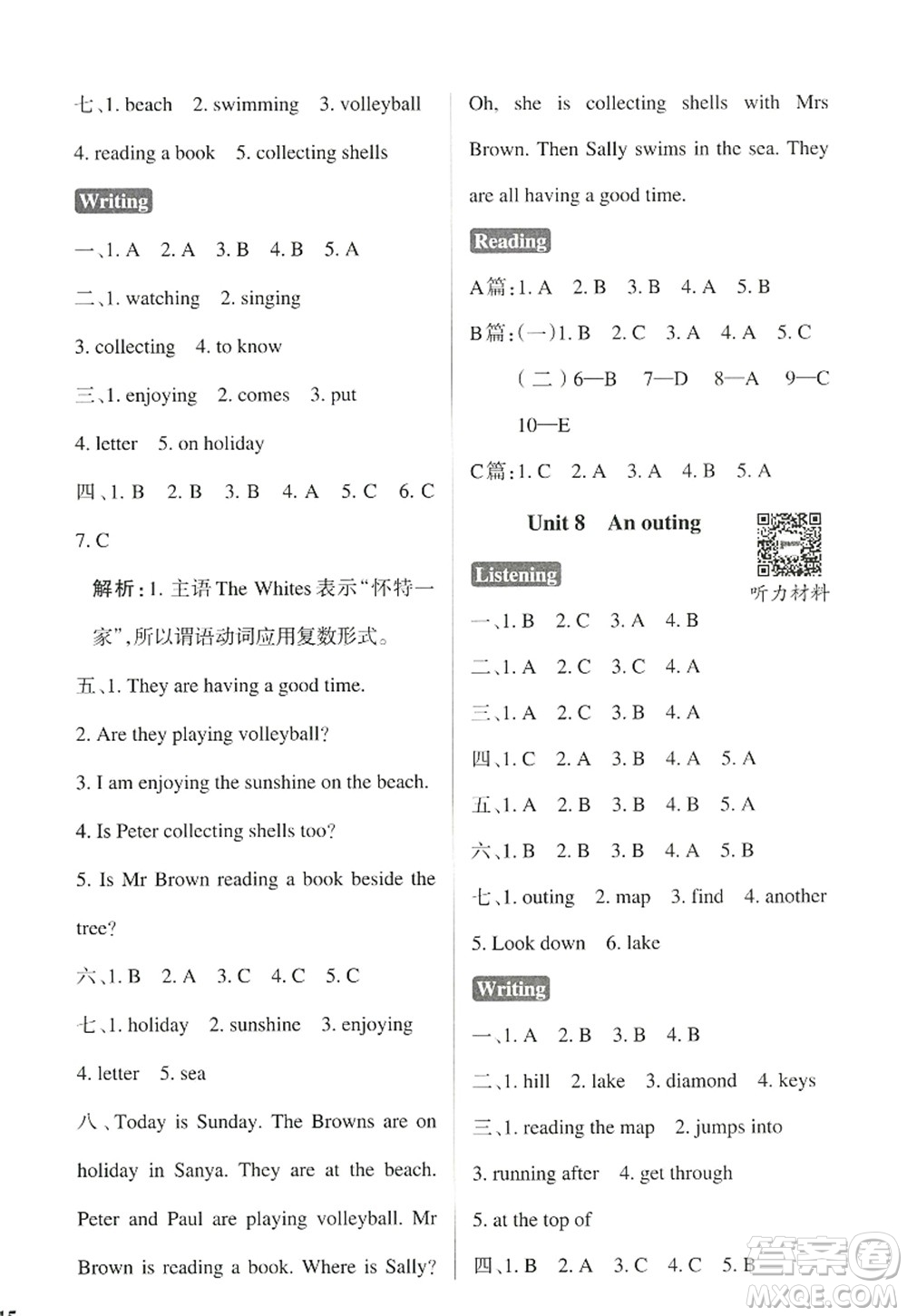 陜西師范大學(xué)出版總社2022PASS小學(xué)學(xué)霸作業(yè)本五年級英語上冊HJNJ滬教牛津版答案