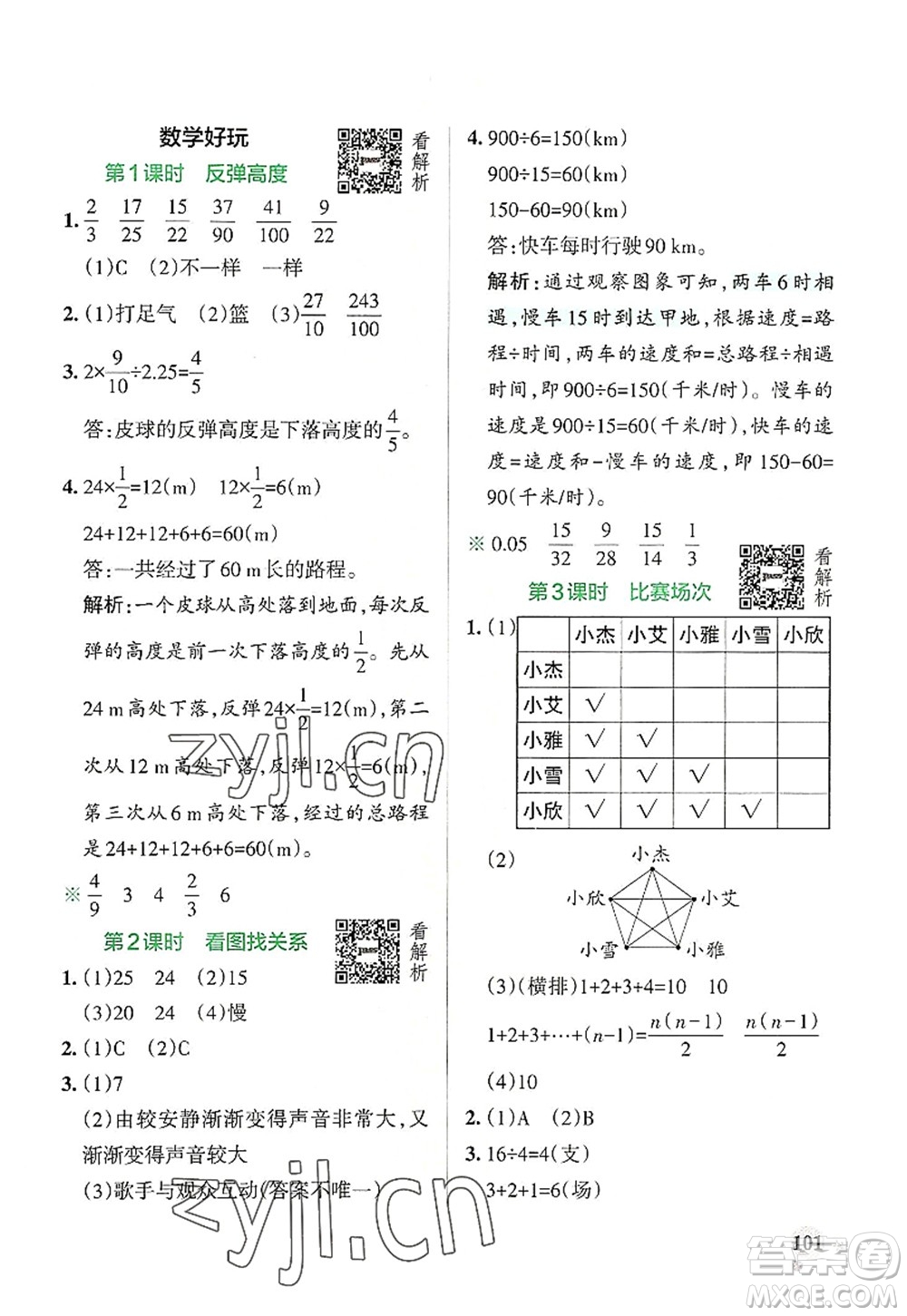 陜西師范大學(xué)出版總社2022PASS小學(xué)學(xué)霸作業(yè)本六年級(jí)數(shù)學(xué)上冊(cè)BS北師版廣東專版答案