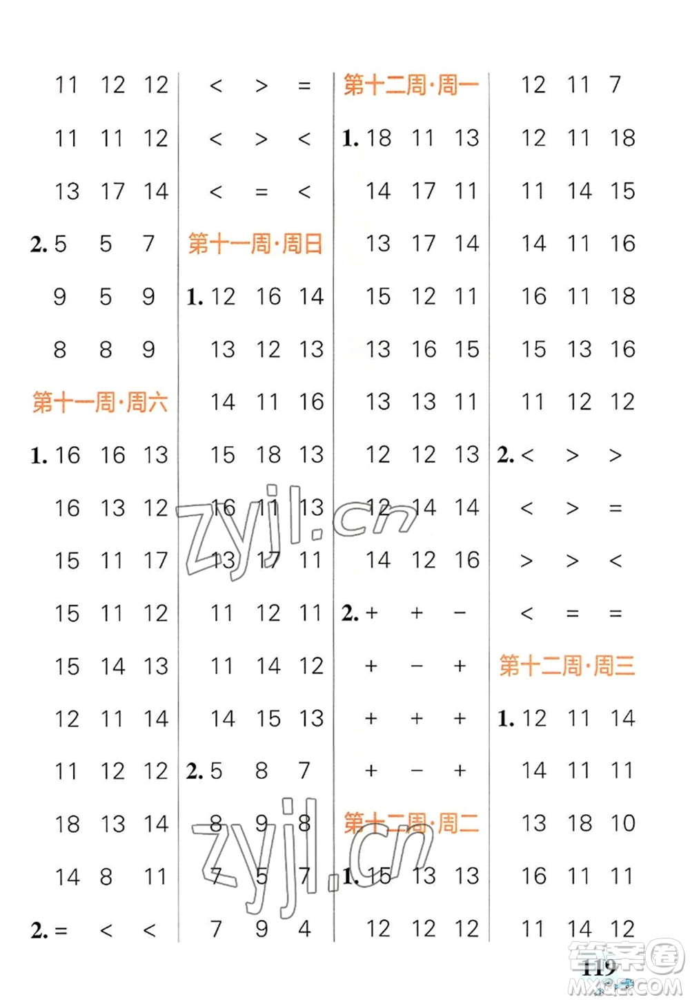 遼寧教育出版社2022PASS小學學霸天天計算一年級數(shù)學上冊RJ人教版答案