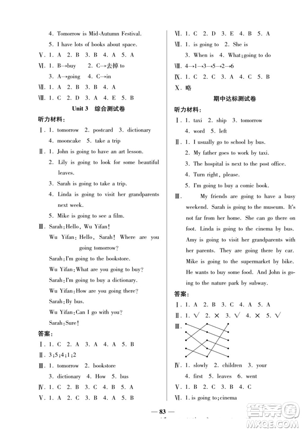 天津科學(xué)技術(shù)出版社2022奪冠金卷英語(yǔ)六年級(jí)上人教版答案