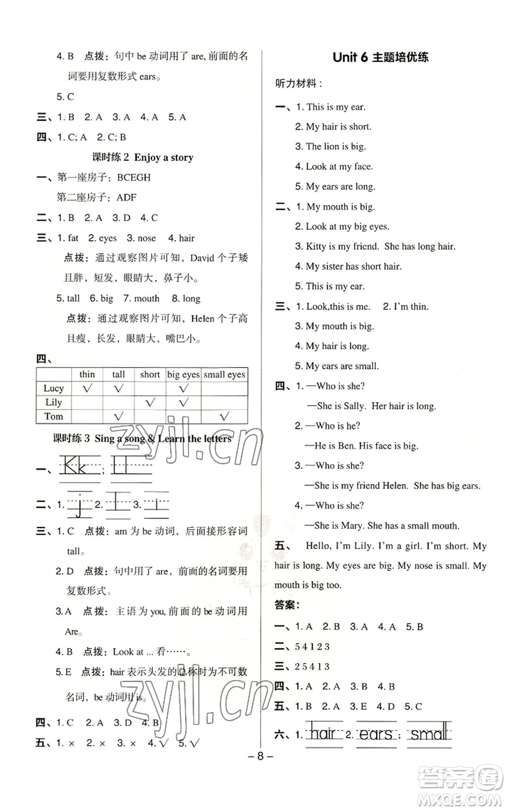 陜西人民教育出版社2022秋季綜合應(yīng)用創(chuàng)新題典中點(diǎn)三年級(jí)起點(diǎn)三年級(jí)上冊(cè)英語滬教版參考答案