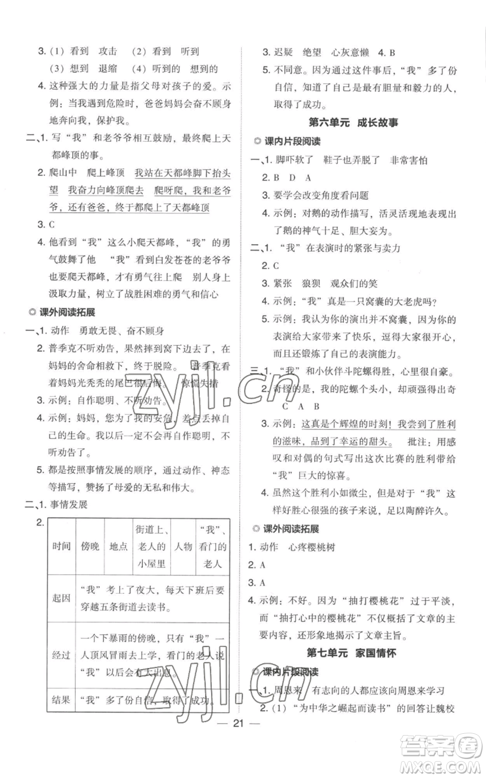 吉林教育出版社2022秋季綜合應(yīng)用創(chuàng)新題典中點(diǎn)四年級(jí)上冊(cè)語(yǔ)文人教版參考答案