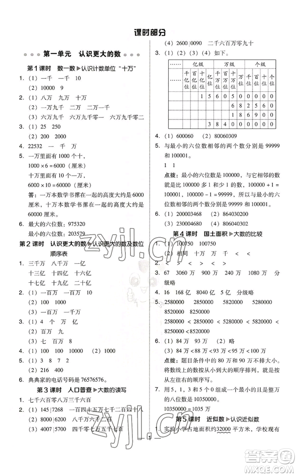 陜西人民教育出版社2022秋季綜合應(yīng)用創(chuàng)新題典中點(diǎn)四年級(jí)上冊(cè)數(shù)學(xué)北師大版參考答案