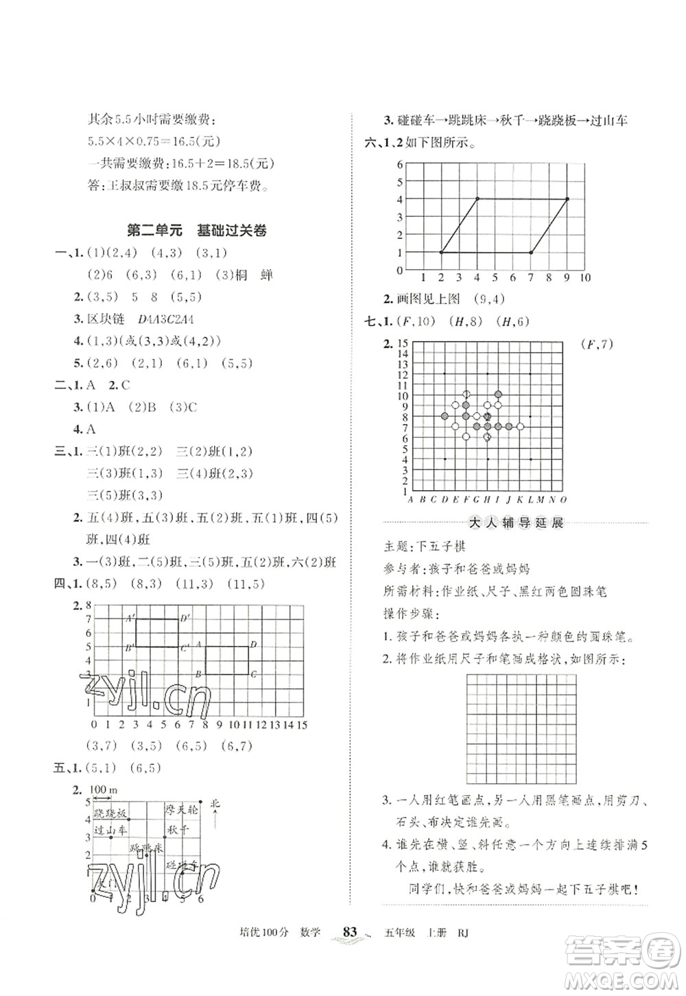 江西人民出版社2022王朝霞培優(yōu)100分五年級數(shù)學(xué)上冊RJ人教版答案