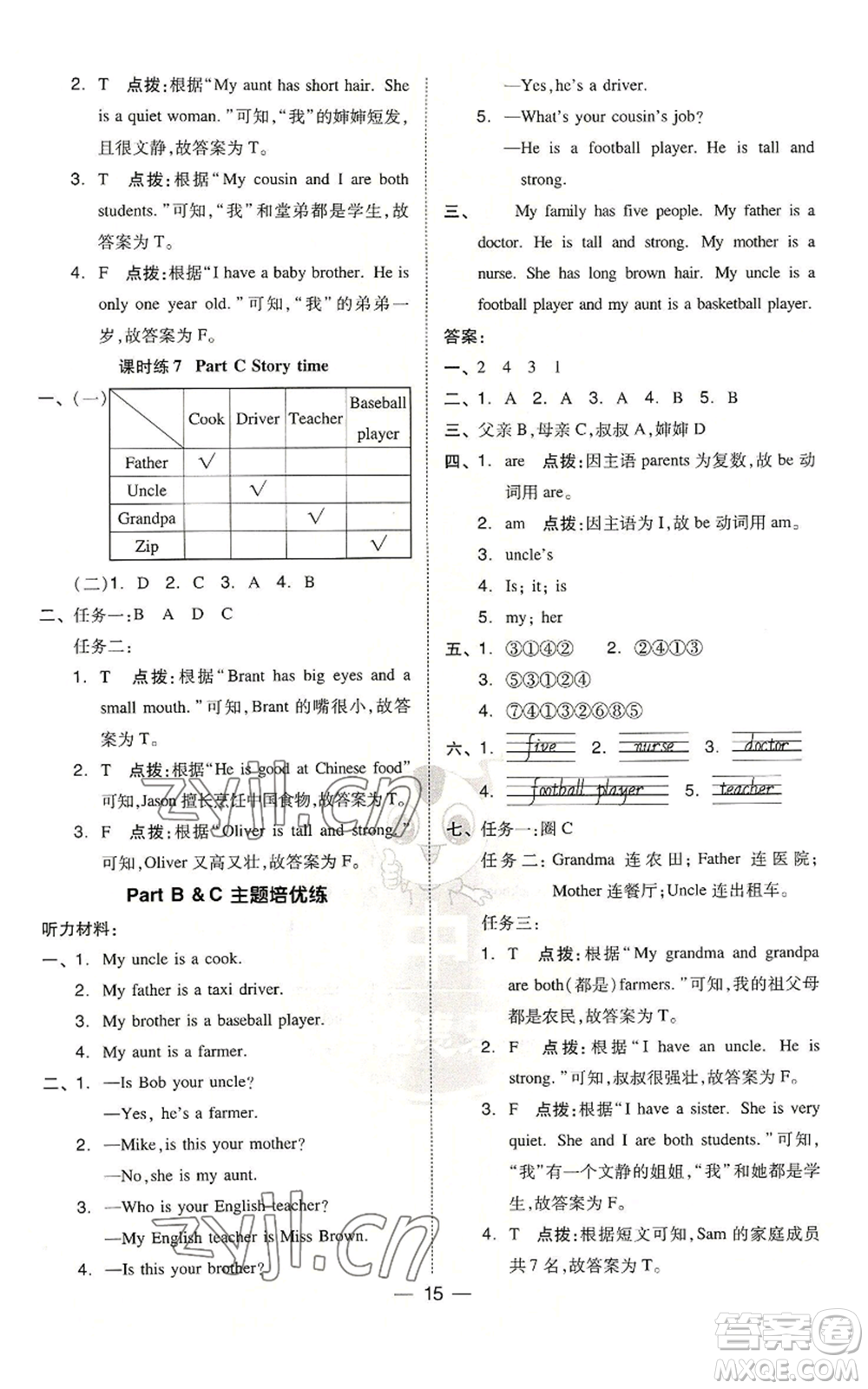 吉林教育出版社2022秋季綜合應(yīng)用創(chuàng)新題典中點(diǎn)三年級(jí)起點(diǎn)四年級(jí)上冊(cè)英語人教版浙江專版參考答案