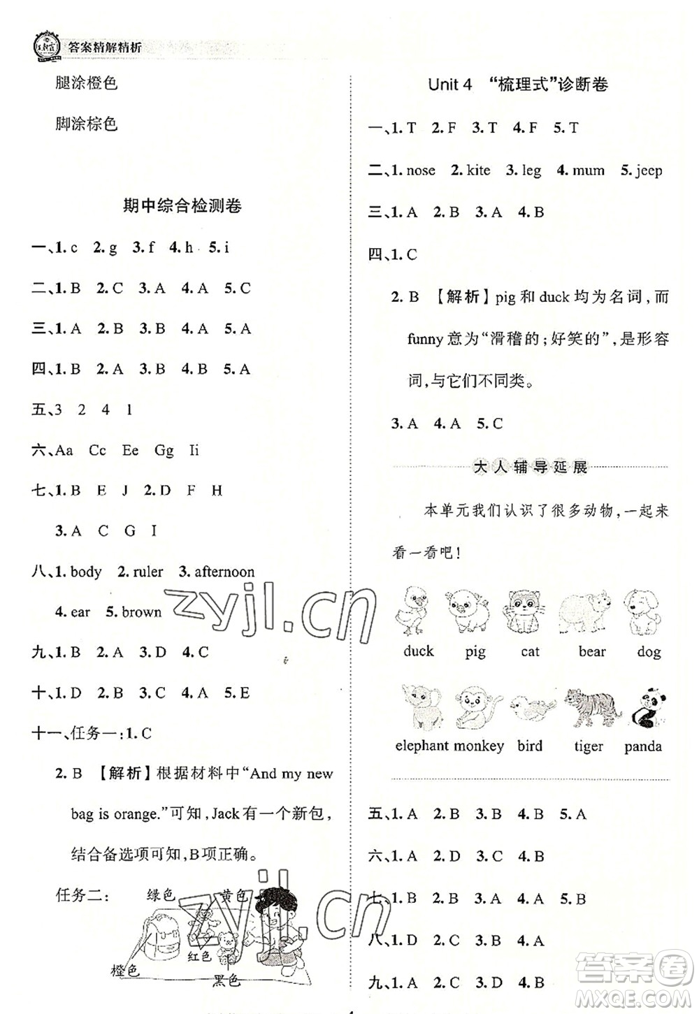 江西人民出版社2022王朝霞考點梳理時習(xí)卷三年級英語上冊PEP版答案