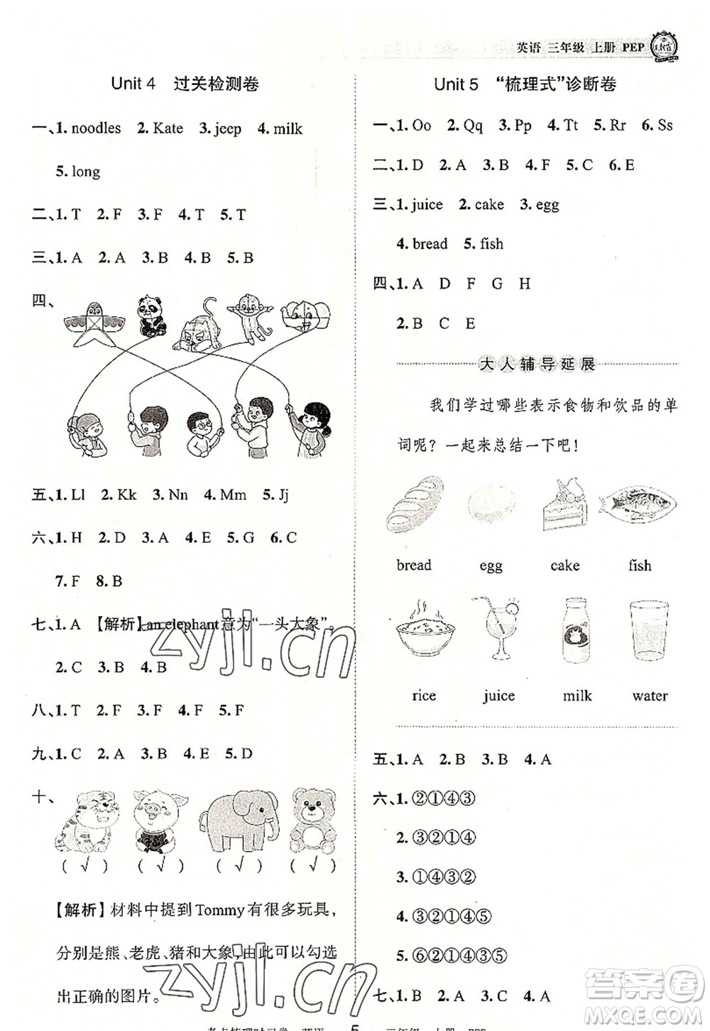 江西人民出版社2022王朝霞考點梳理時習(xí)卷三年級英語上冊PEP版答案