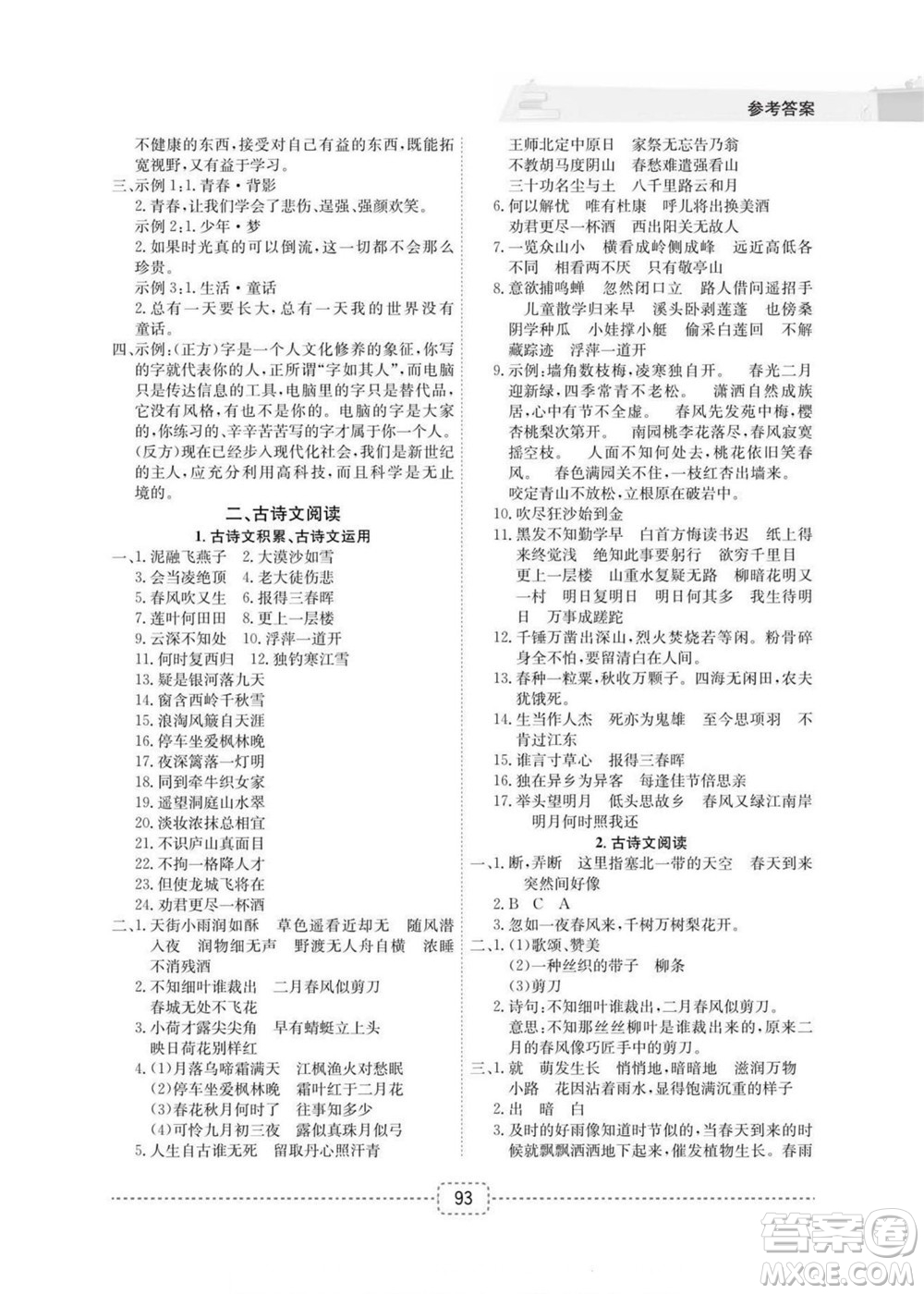 寧波出版社2022名師派暑假銜接小升初語文通用版答案