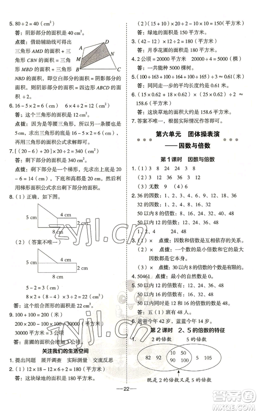 吉林教育出版社2022秋季綜合應用創(chuàng)新題典中點五年級上冊數(shù)學青島版參考答案