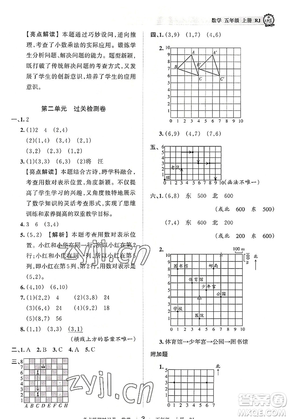 江西人民出版社2022王朝霞考點(diǎn)梳理時(shí)習(xí)卷五年級(jí)數(shù)學(xué)上冊RJ人教版答案