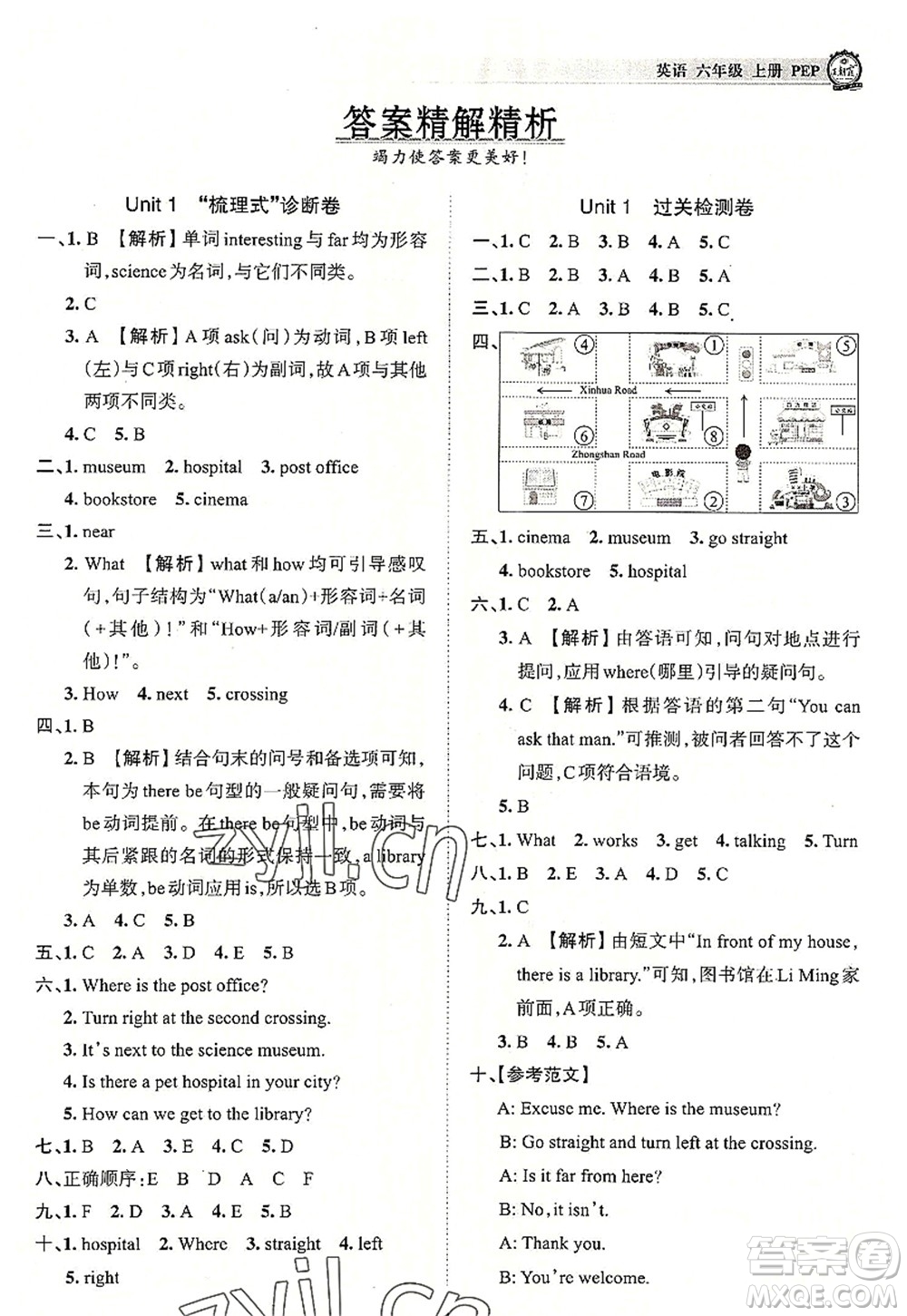 江西人民出版社2022王朝霞考點(diǎn)梳理時(shí)習(xí)卷六年級(jí)英語上冊(cè)PEP版答案