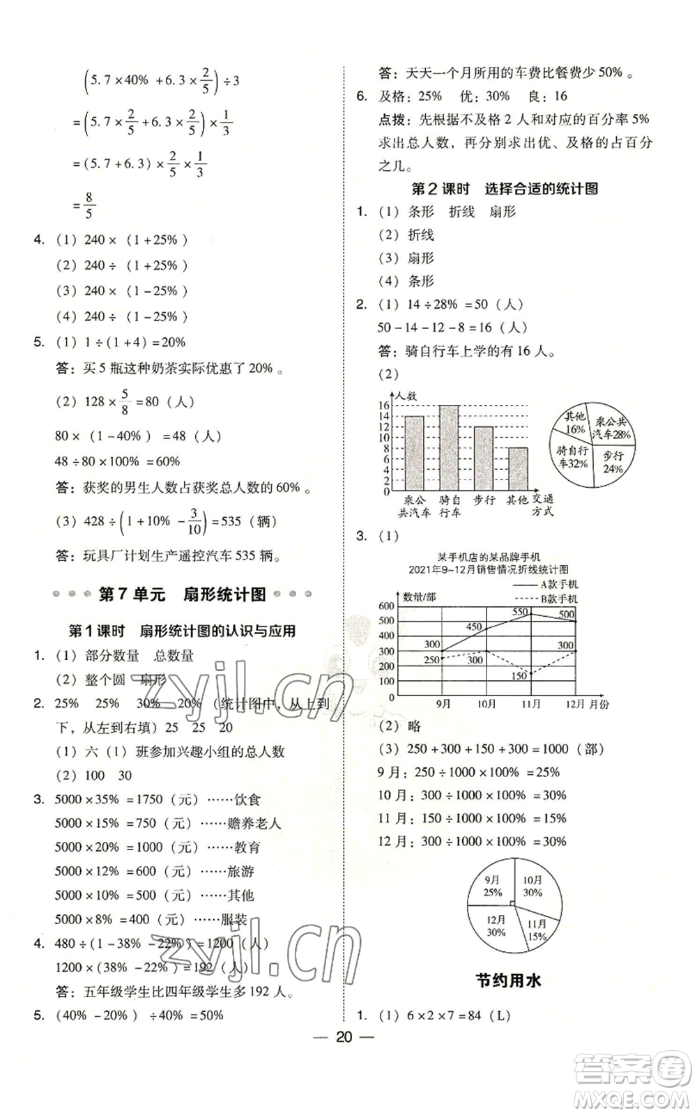 吉林教育出版社2022秋季綜合應(yīng)用創(chuàng)新題典中點(diǎn)六年級上冊數(shù)學(xué)人教版參考答案