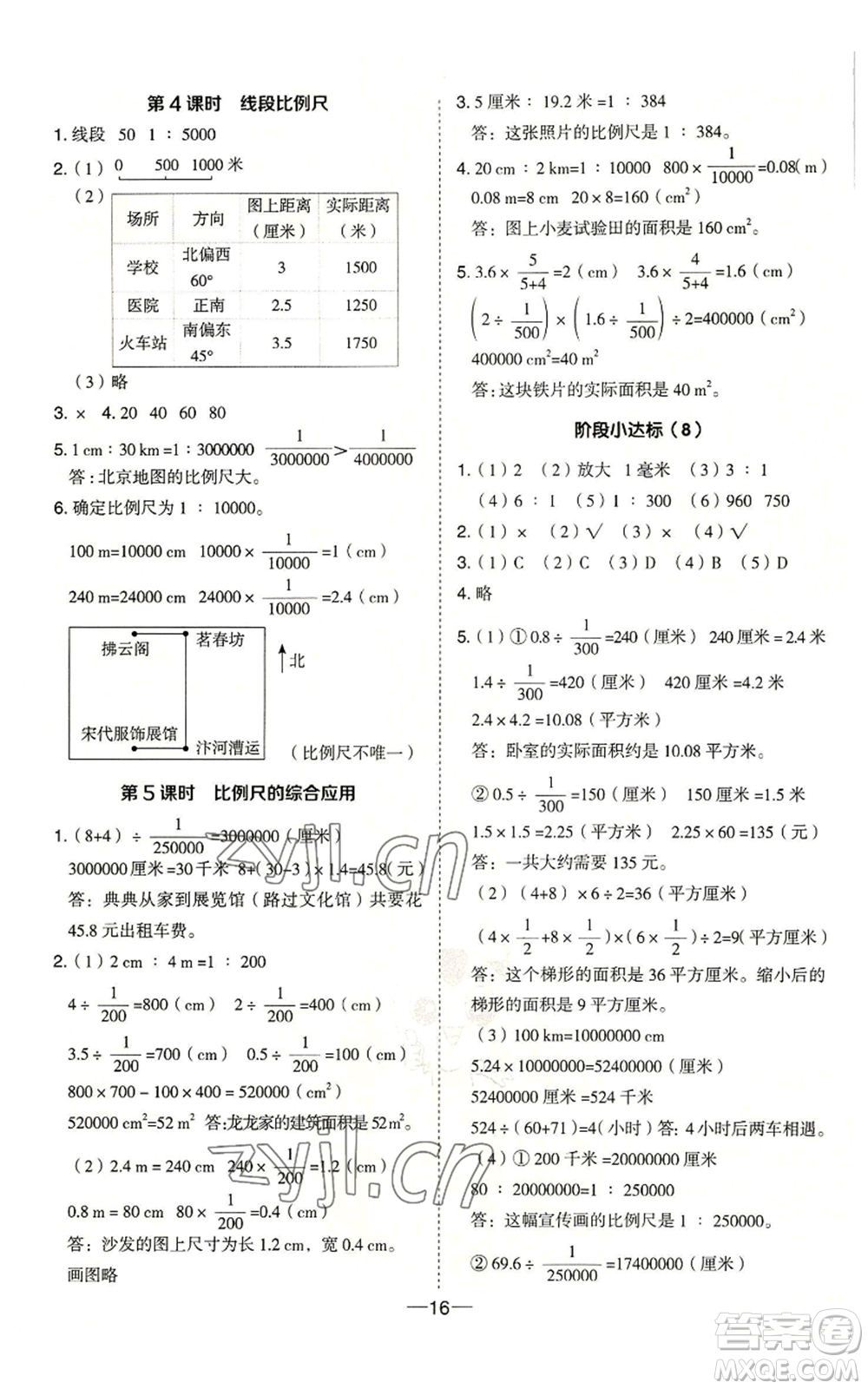 吉林教育出版社2022秋季綜合應(yīng)用創(chuàng)新題典中點六年級上冊數(shù)學(xué)冀教版參考答案