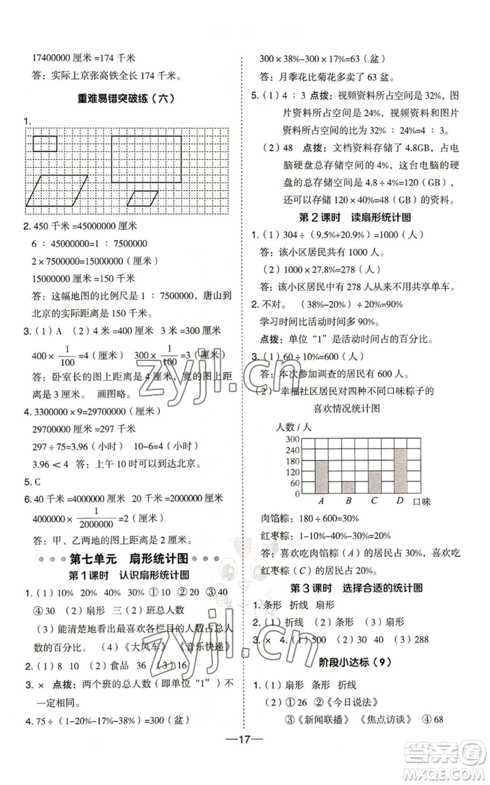 吉林教育出版社2022秋季綜合應(yīng)用創(chuàng)新題典中點六年級上冊數(shù)學(xué)冀教版參考答案