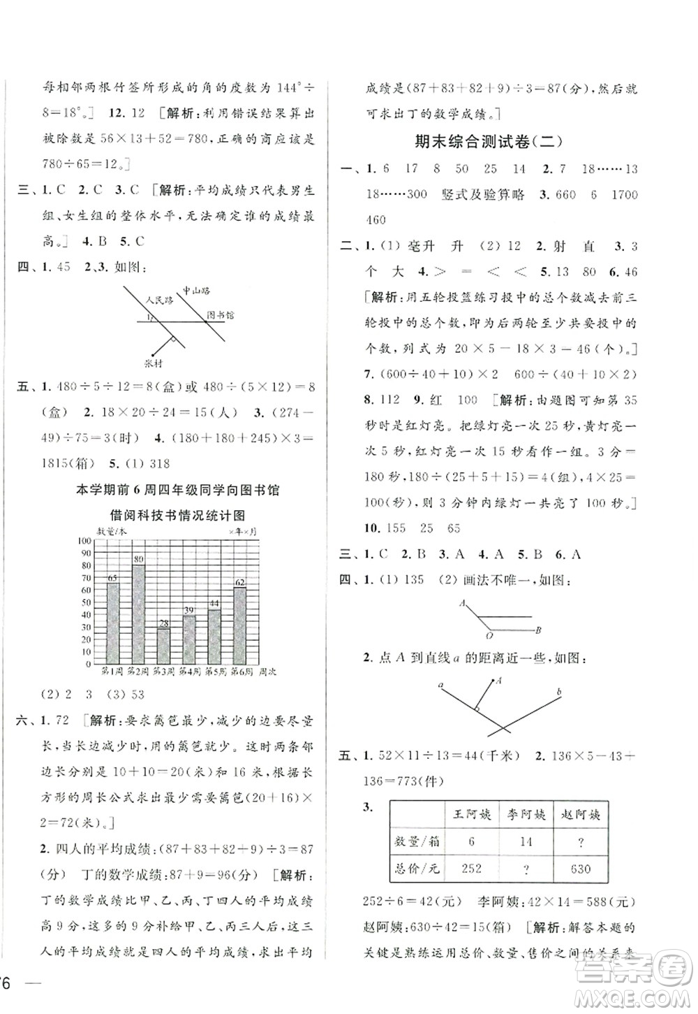 北京教育出版社2022亮點(diǎn)給力大試卷四年級(jí)數(shù)學(xué)上冊(cè)江蘇版答案