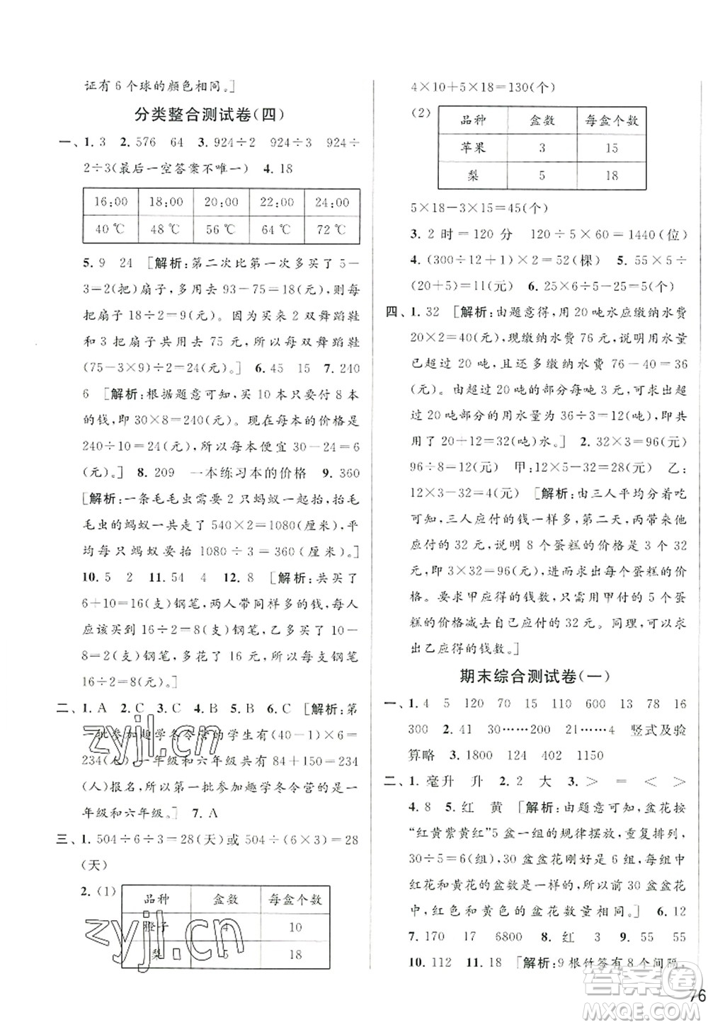 北京教育出版社2022亮點(diǎn)給力大試卷四年級(jí)數(shù)學(xué)上冊(cè)江蘇版答案