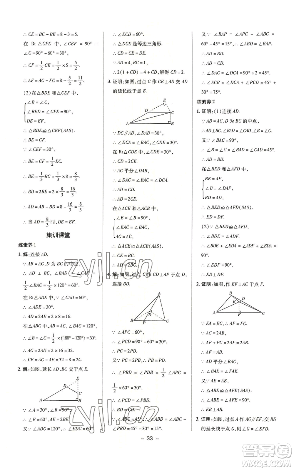 陜西人民教育出版社2022秋季綜合應(yīng)用創(chuàng)新題典中點提分練習(xí)冊八年級上冊數(shù)學(xué)滬科版參考答案