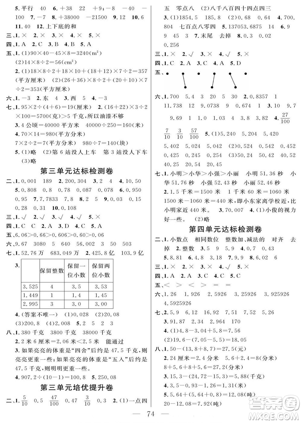 陽光出版社2022名師面對面大試卷數(shù)學(xué)六年級上冊蘇教版答案