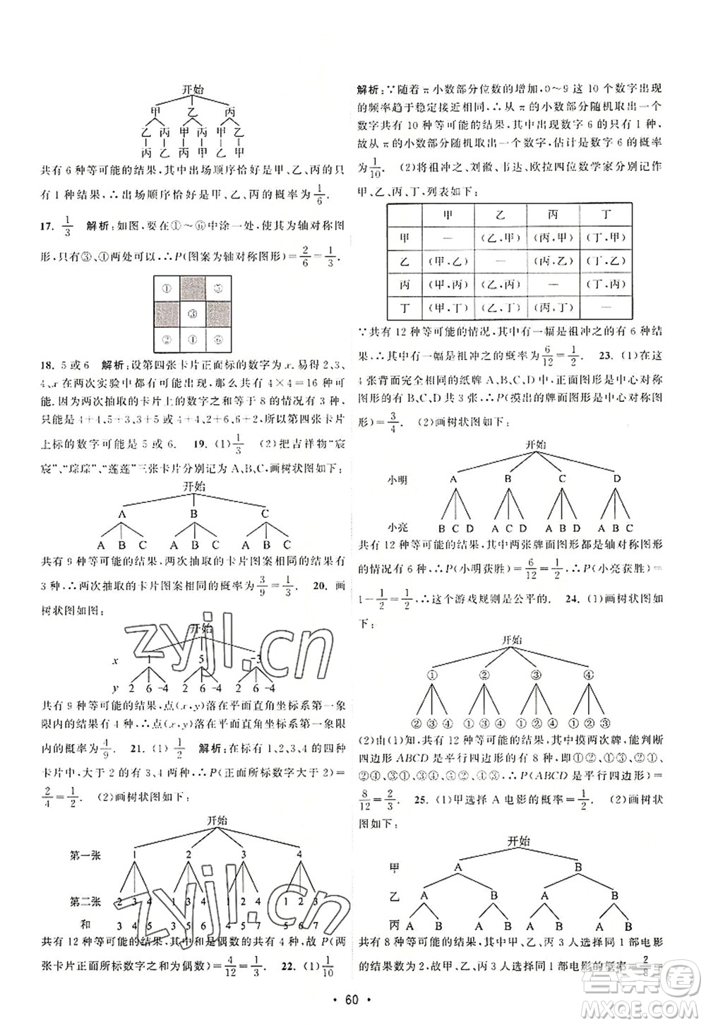 江蘇人民出版社2022課時提優(yōu)計劃作業(yè)本九年級數(shù)學(xué)上冊SK蘇科版答案