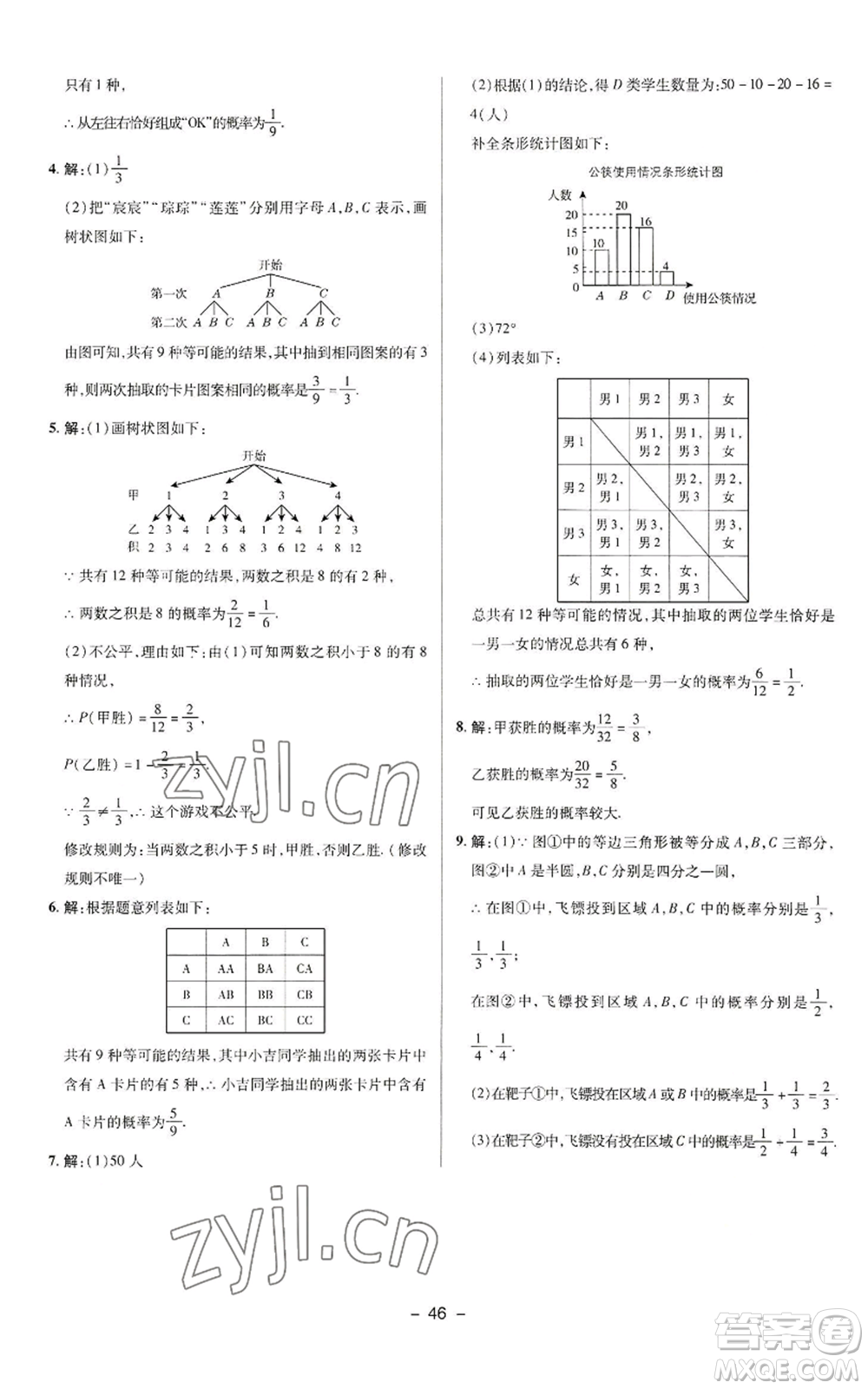 陜西人民教育出版社2022秋季綜合應(yīng)用創(chuàng)新題典中點提分練習(xí)冊九年級上冊數(shù)學(xué)蘇科版參考答案