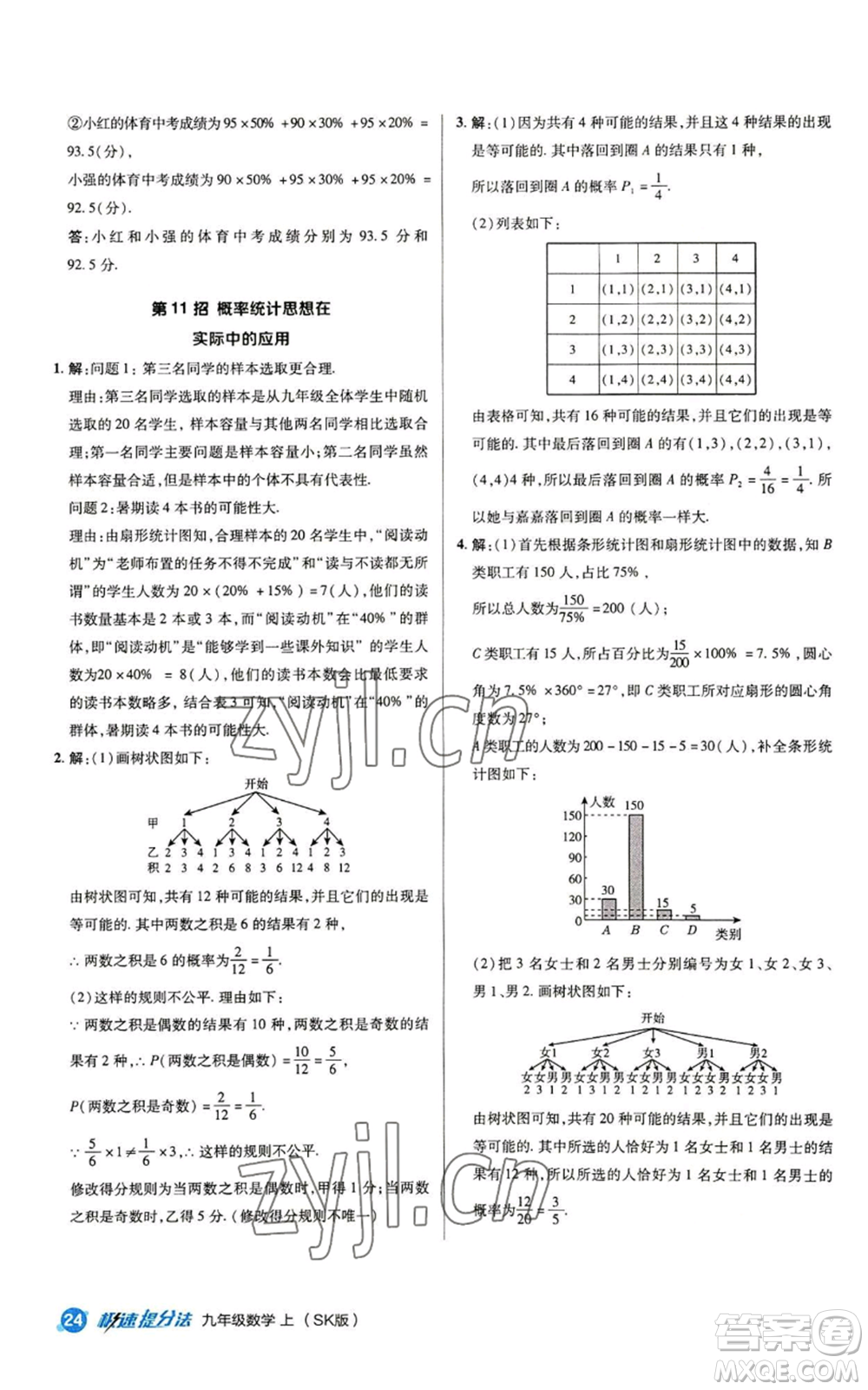 陜西人民教育出版社2022秋季綜合應(yīng)用創(chuàng)新題典中點提分練習(xí)冊九年級上冊數(shù)學(xué)蘇科版參考答案