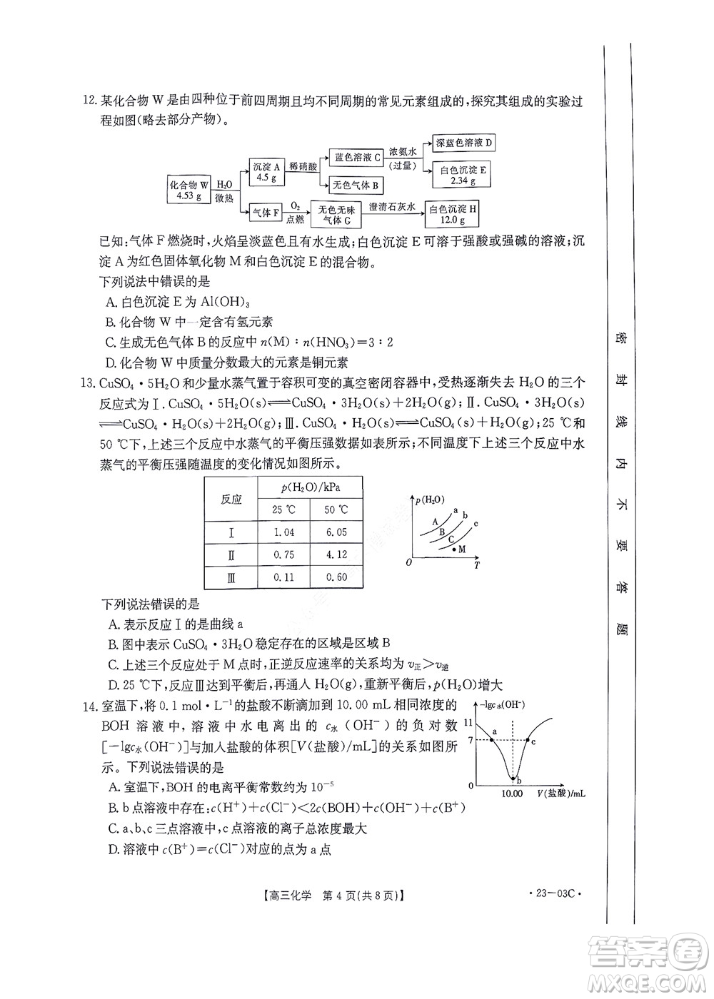 2022-2023年度河南省高三年級入學(xué)摸底考試一化學(xué)試題及答案