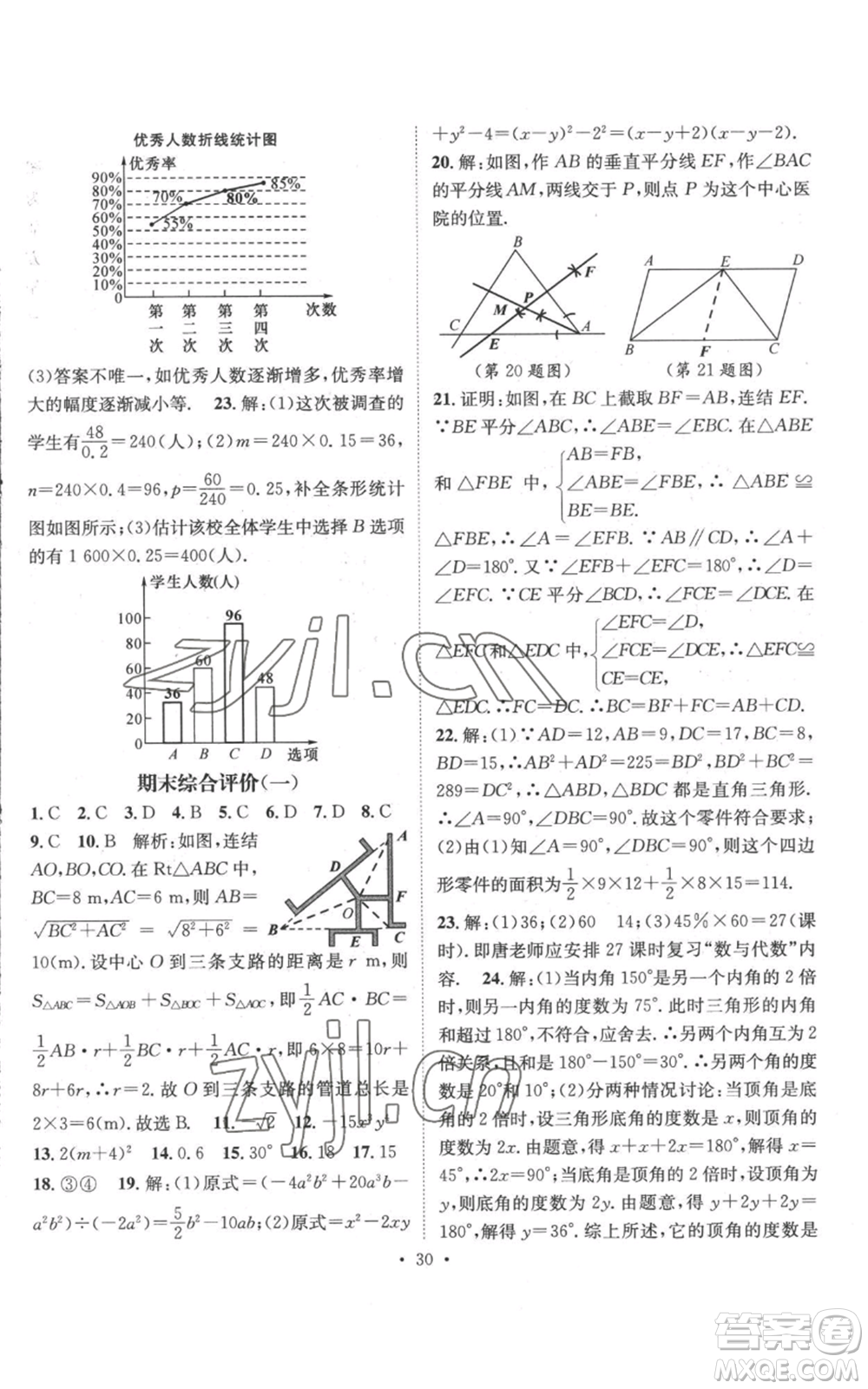 廣東經(jīng)濟(jì)出版社2022秋季名師測控八年級上冊數(shù)學(xué)華師大版參考答案