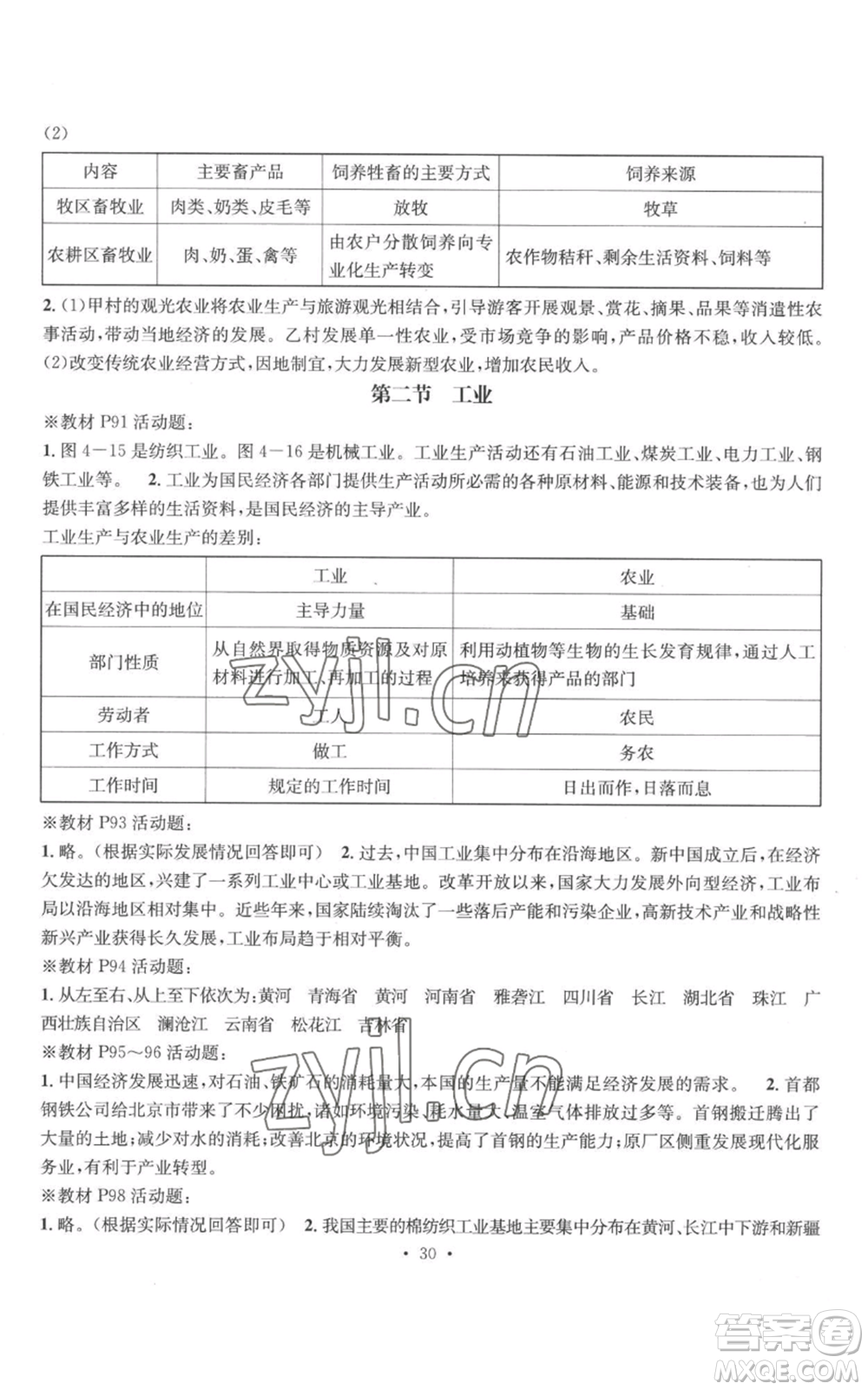 廣東經濟出版社2022秋季名師測控八年級上冊地理湘教版參考答案