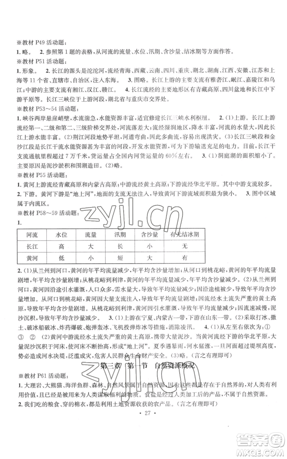 廣東經濟出版社2022秋季名師測控八年級上冊地理湘教版參考答案