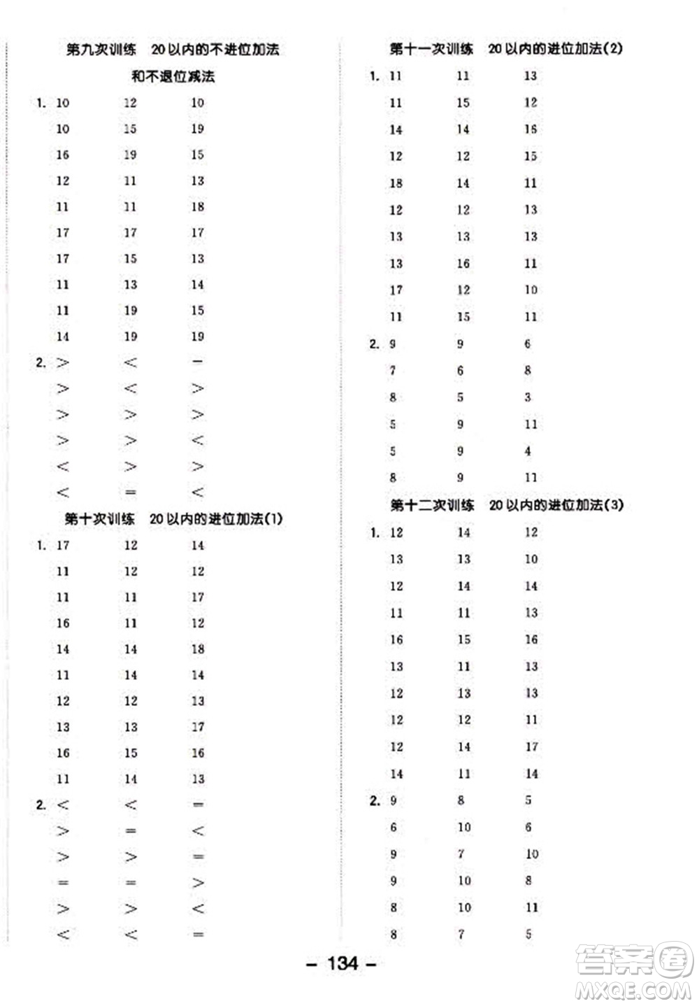 開(kāi)明出版社2022全品學(xué)練考數(shù)學(xué)一年級(jí)上冊(cè)人教版答案