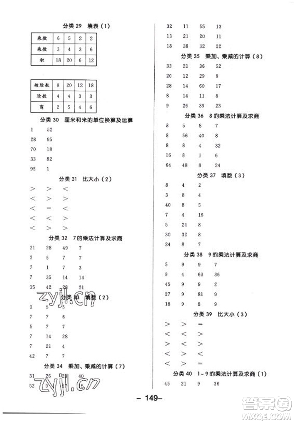 開明出版社2022全品學(xué)練考數(shù)學(xué)二年級上冊蘇教版答案