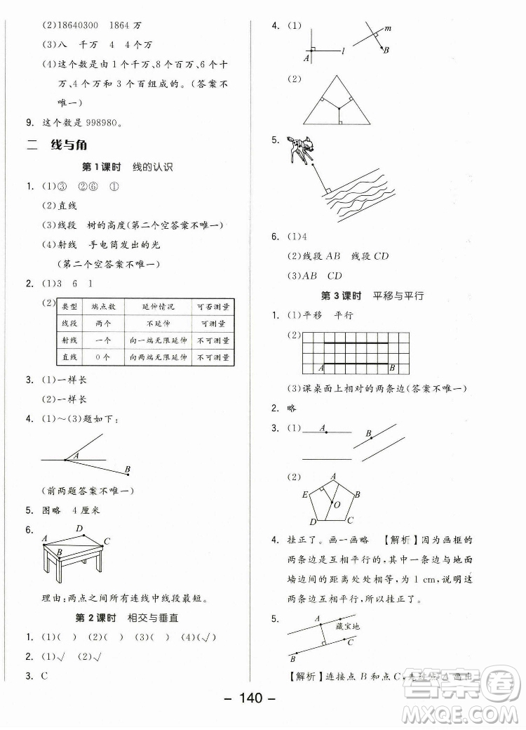 開明出版社2022全品學(xué)練考數(shù)學(xué)四年級上冊北師版答案