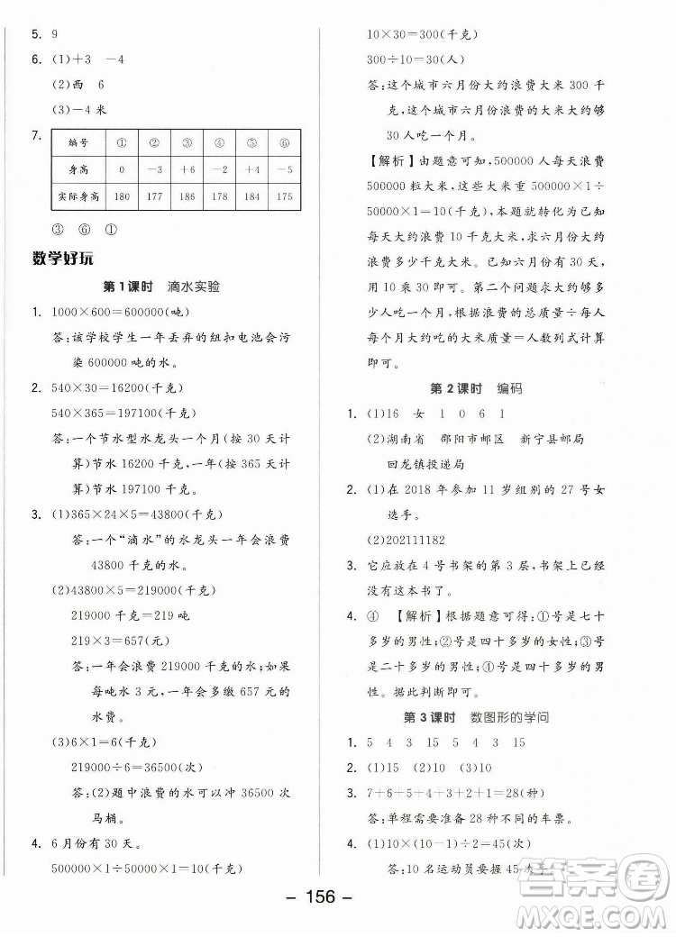 開明出版社2022全品學(xué)練考數(shù)學(xué)四年級上冊北師版答案